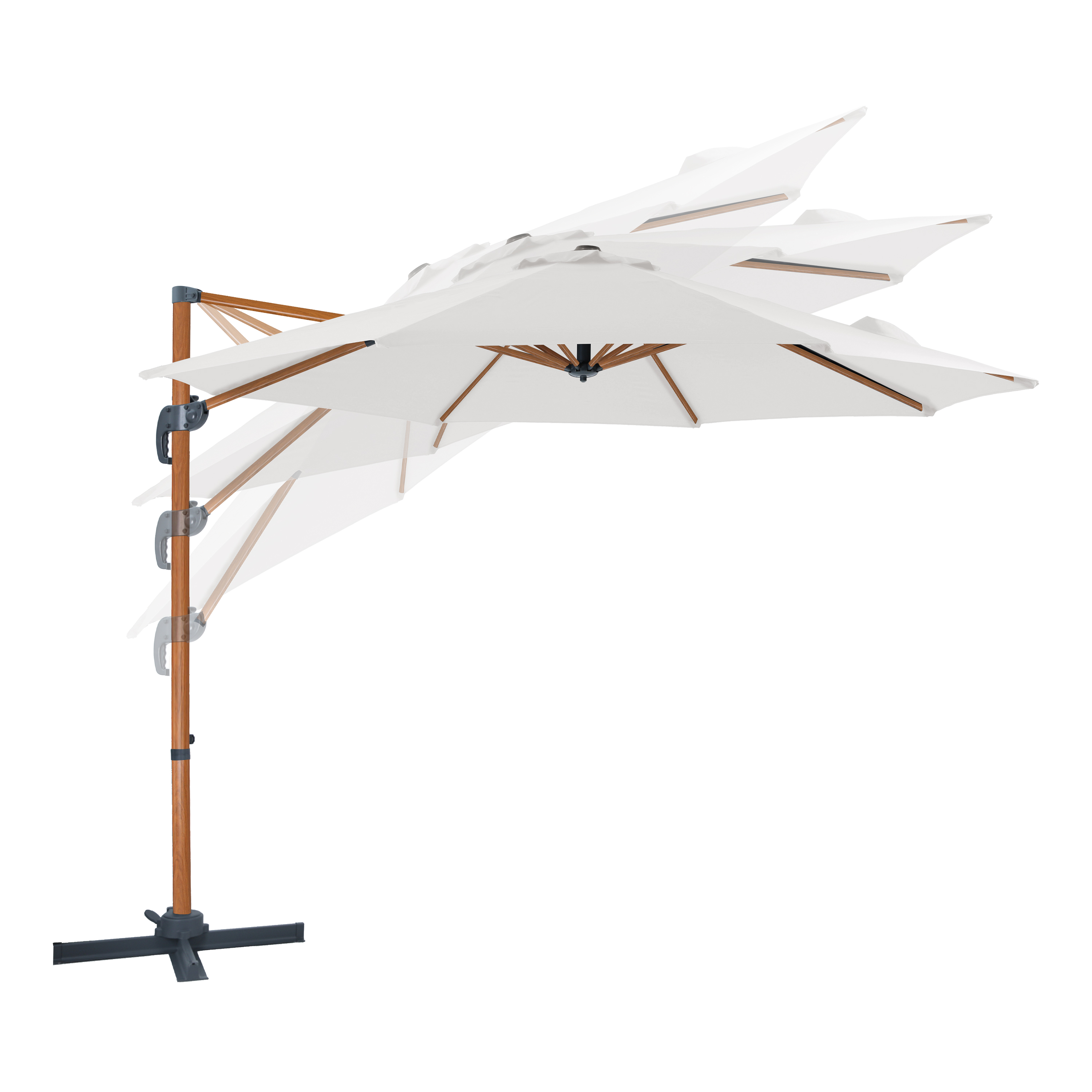 AXI Marisol Cantilever Parasol Ø 300cm Round - Wood-look/Beige-8720365063459 AXI Marisol Cantilever Parasol Ø 300cm Round - Wood-look/Beige