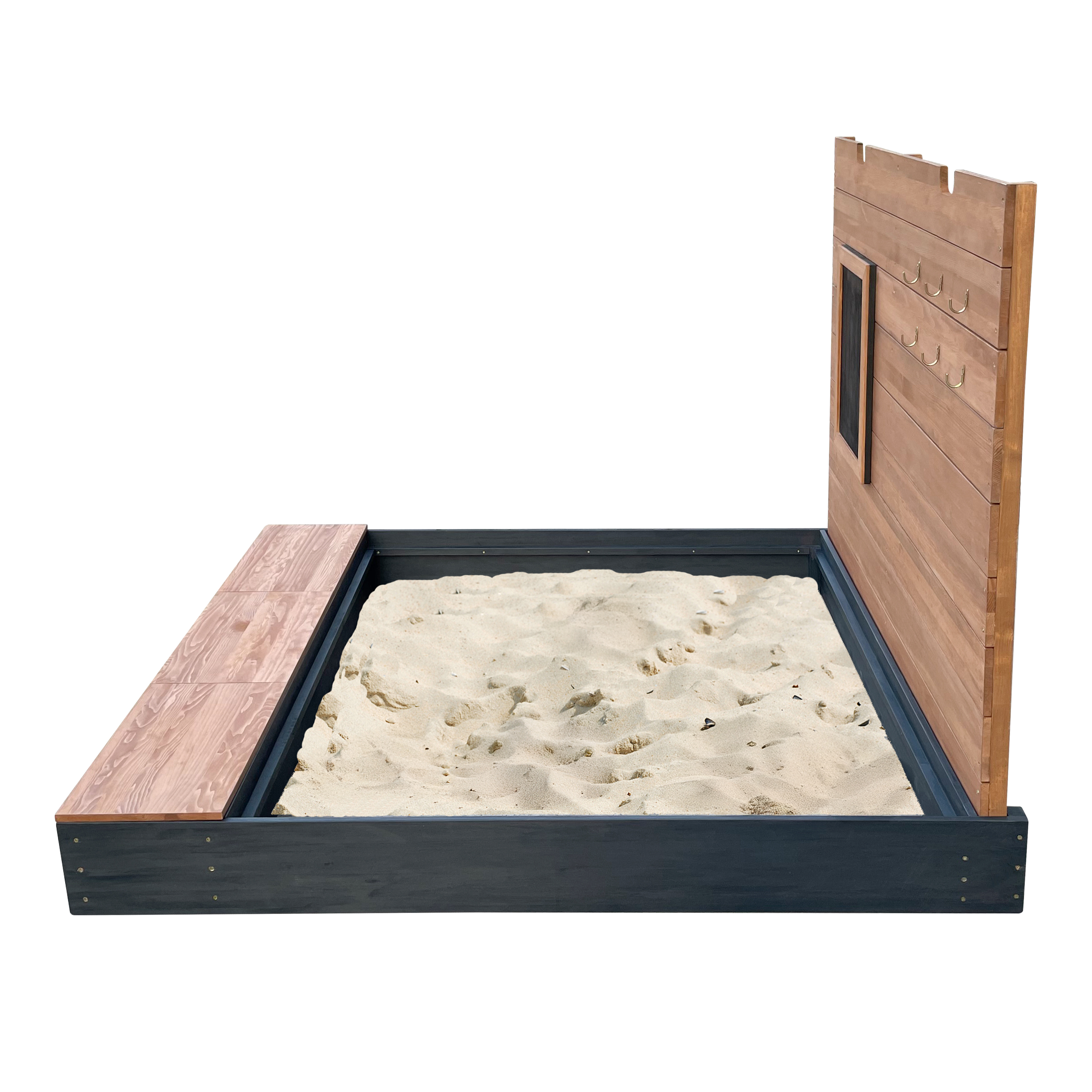 AXI Mandy XXL Sandbox with Storage and Lid - 160 x 151 cm - Anthracite/Brown