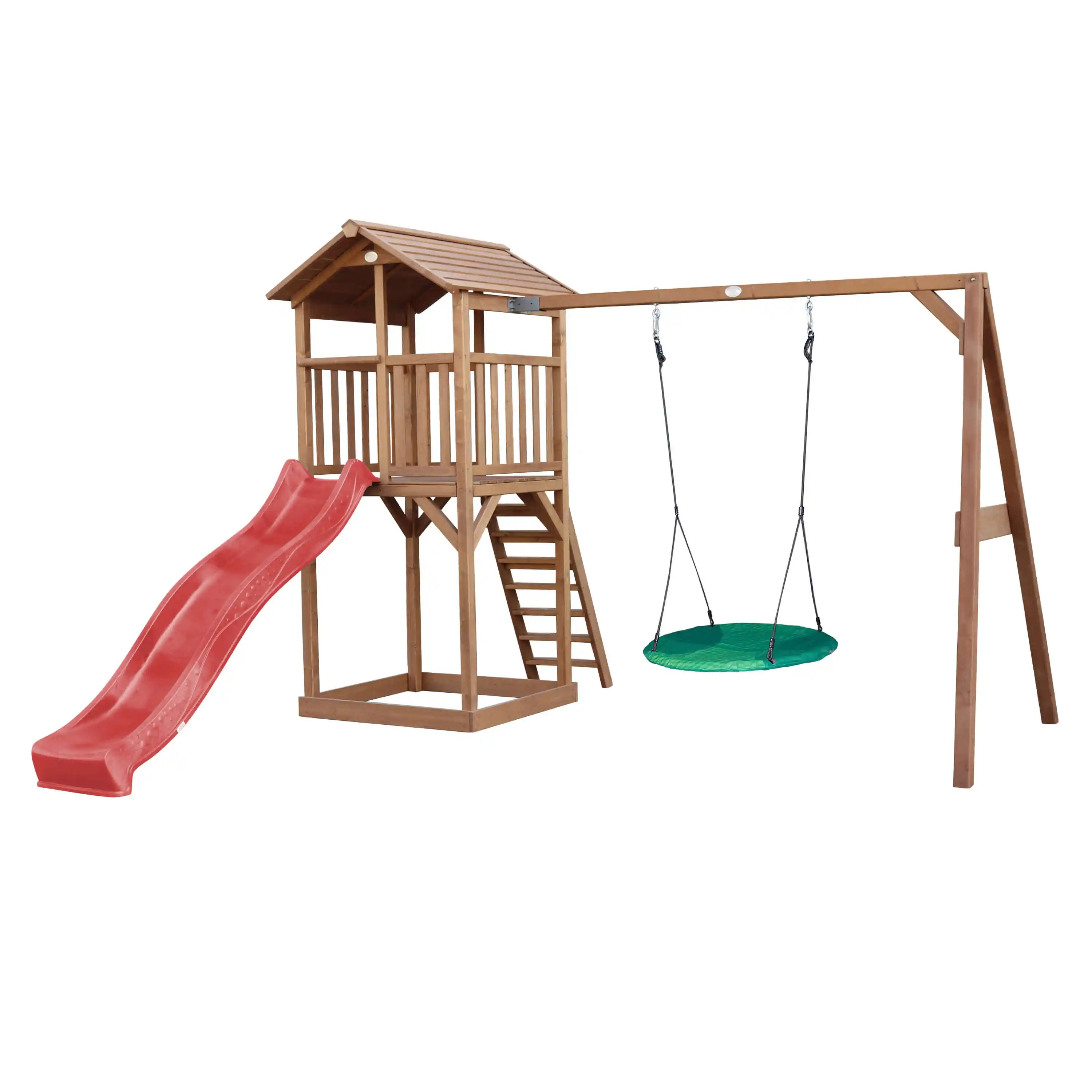 AXI Beach Tower Speeltoren met Summer Nestschommel Bruin - Rode Glijbaan