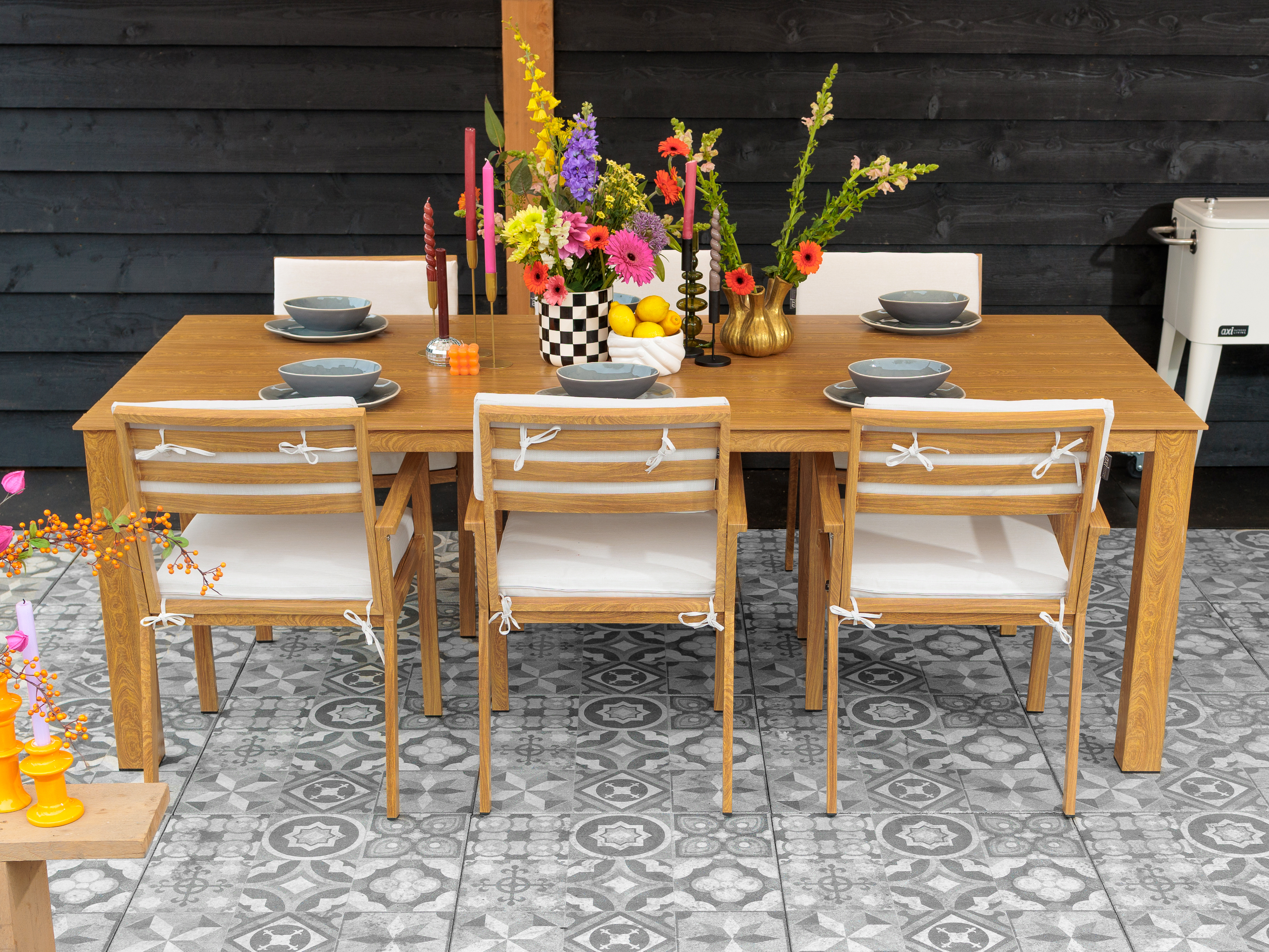 AXI Jada Garden set with 6 Chairs Wood-look/beige-8720365063954 AXI Jada Garden set with 6 Chairs Wood-look/beige