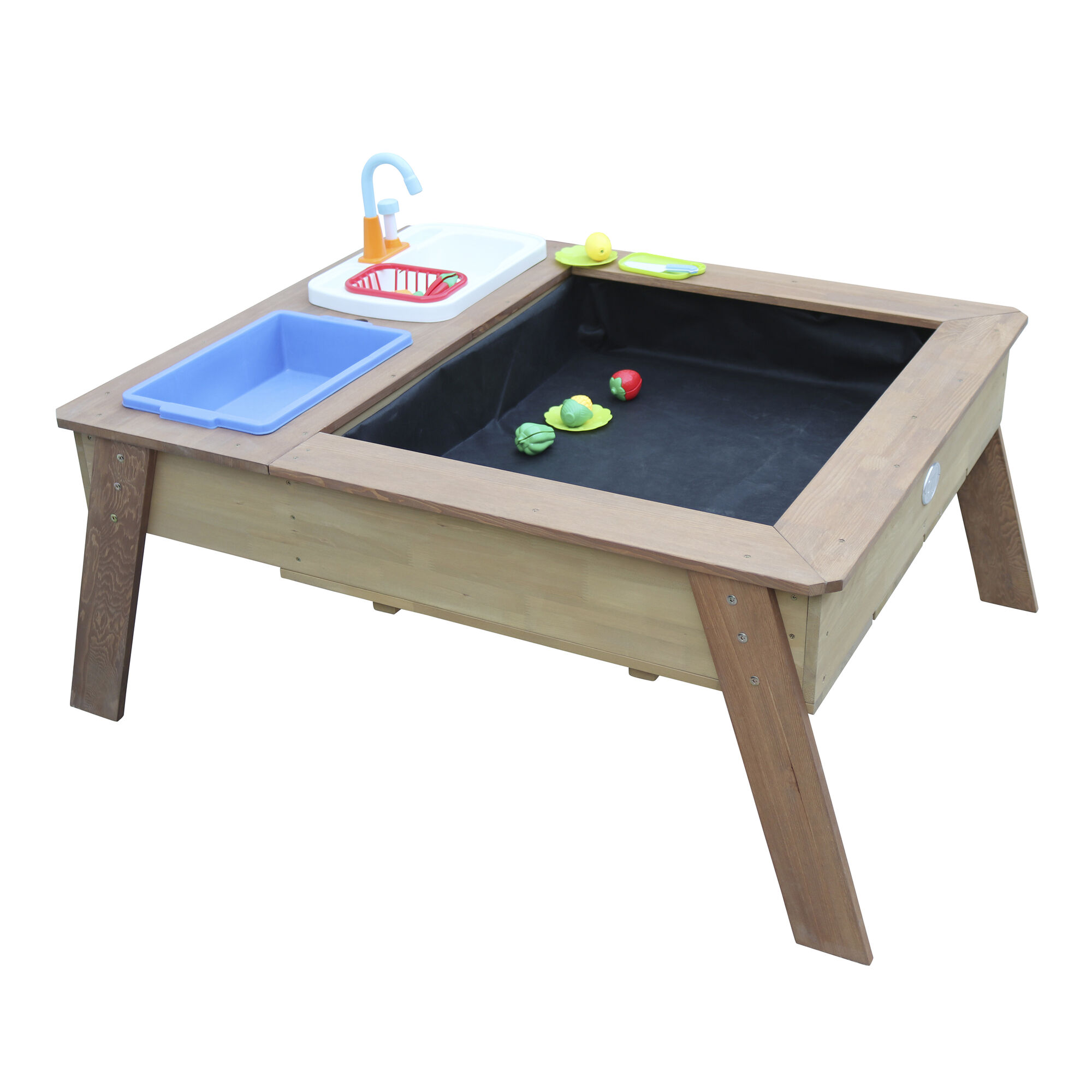 AXI Linda Zand & Water Tafel met Speelkeuken wastafel Bruin - Parasol Blauw/wit