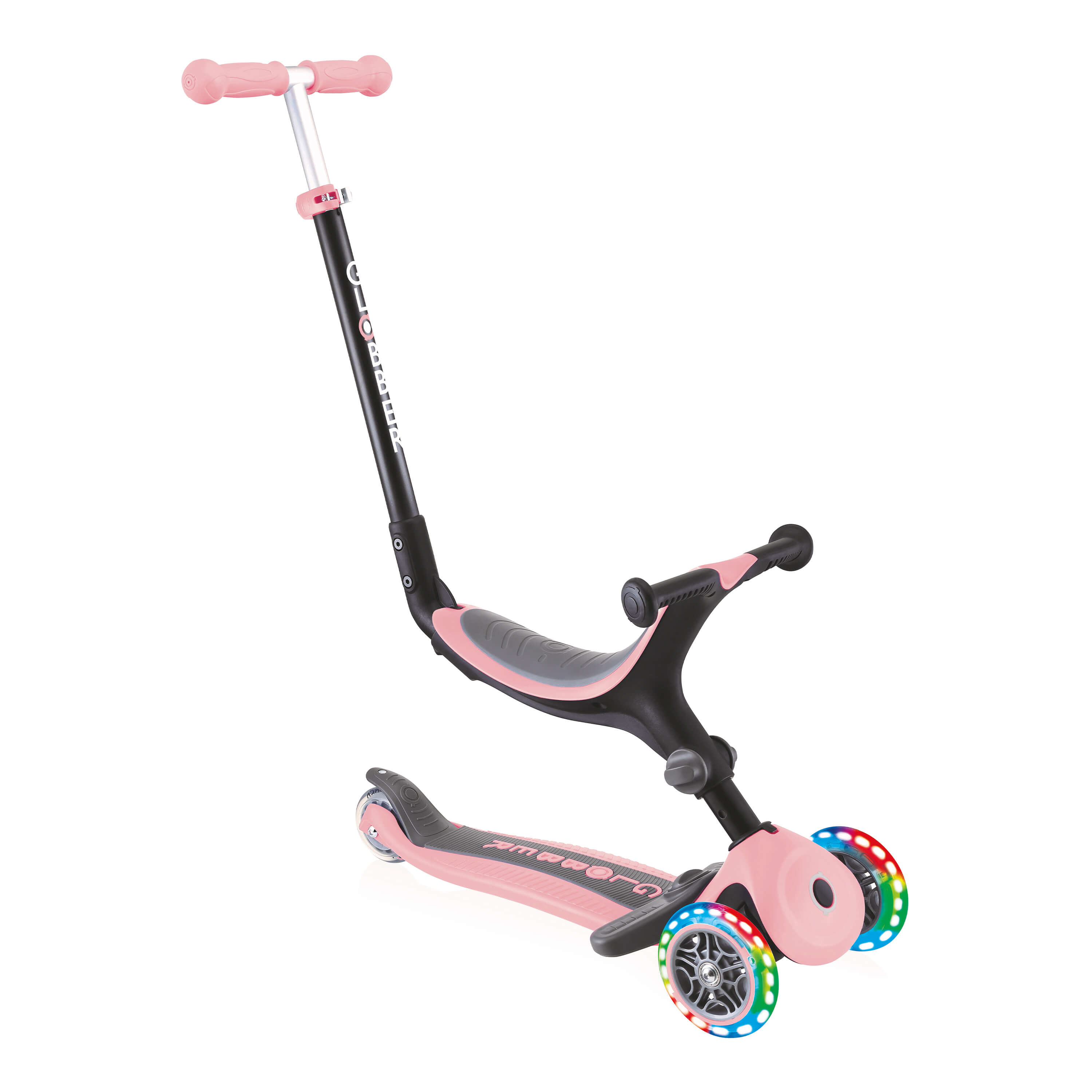 Globber Go Up Foldable Plus Lights 3-in-1 Step Pastel Roze
