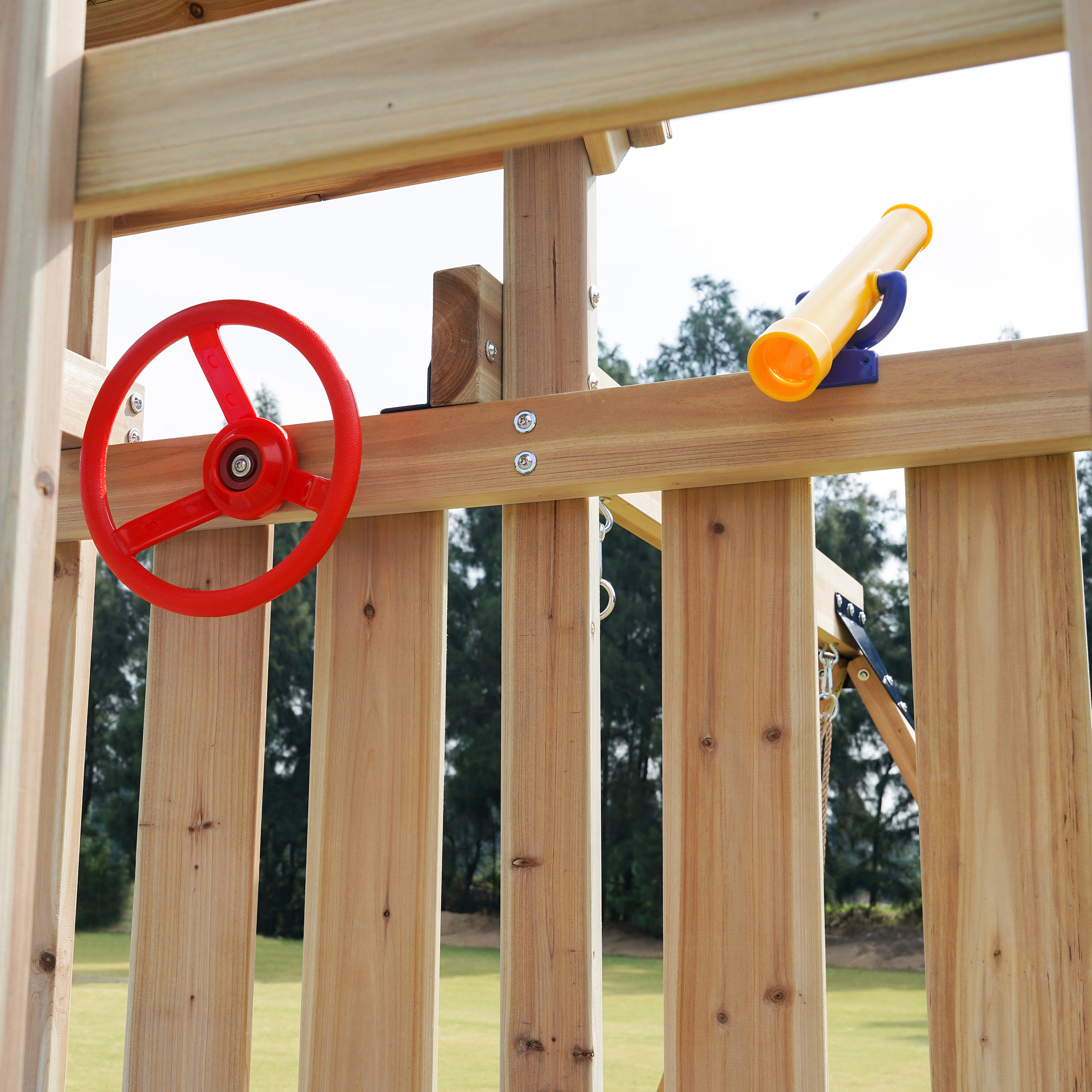 AXI Moos Climbing Frame with Double Swing Set - Lime Green Slide