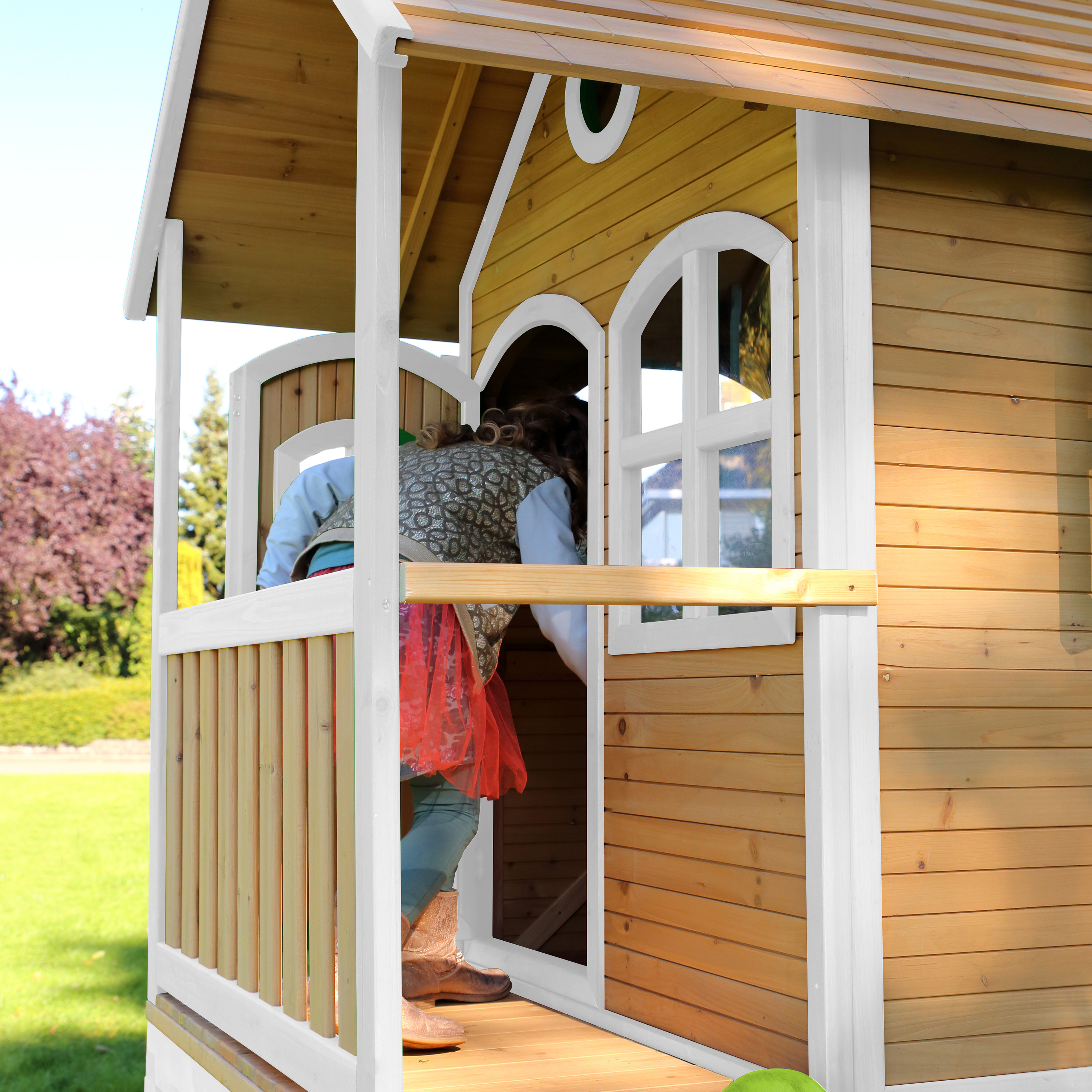 AXI Laura Playhouse Brown/white - Lime green Slide