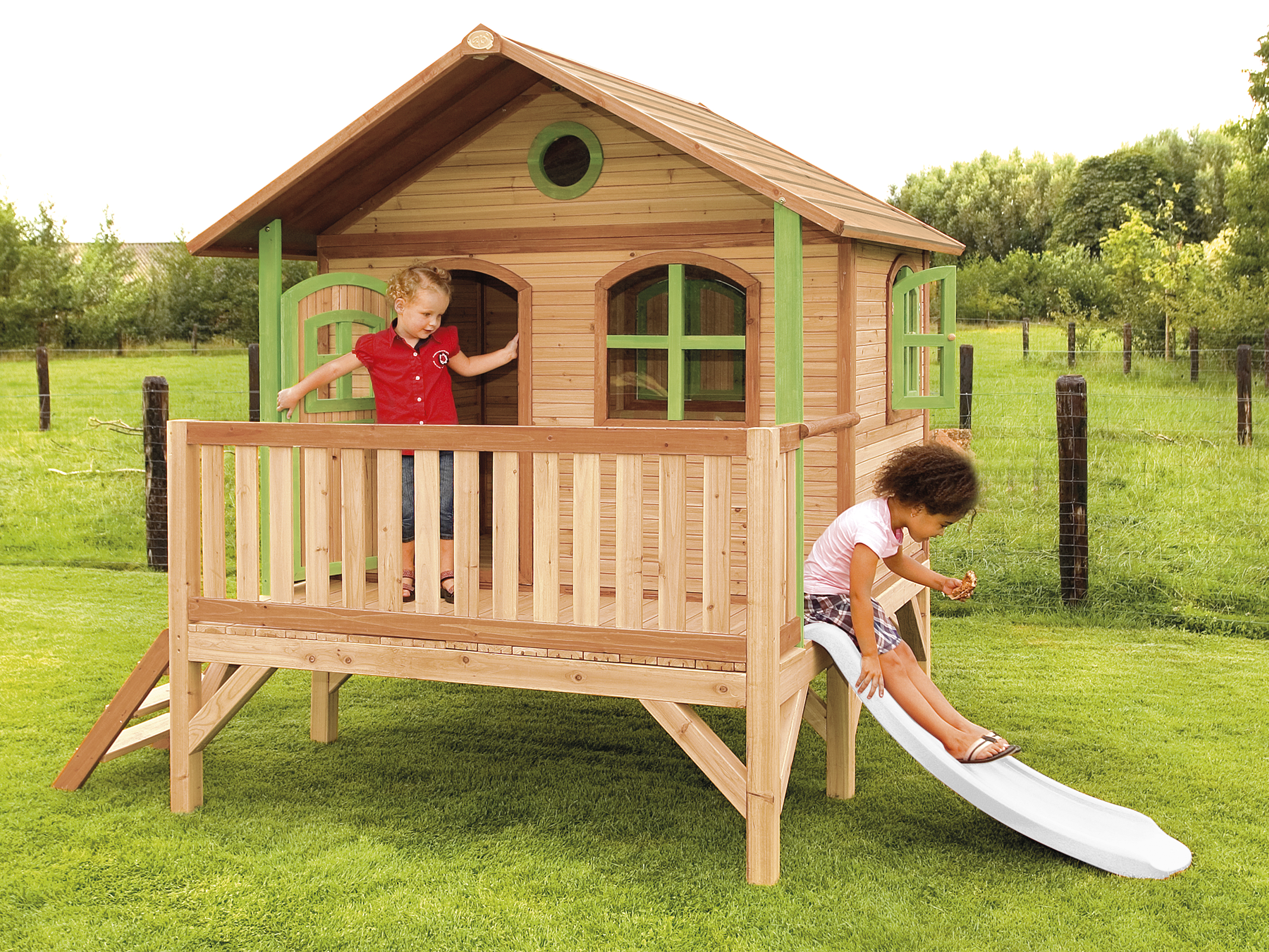 AXI Stef Playhouse Brown/Green - White Slide