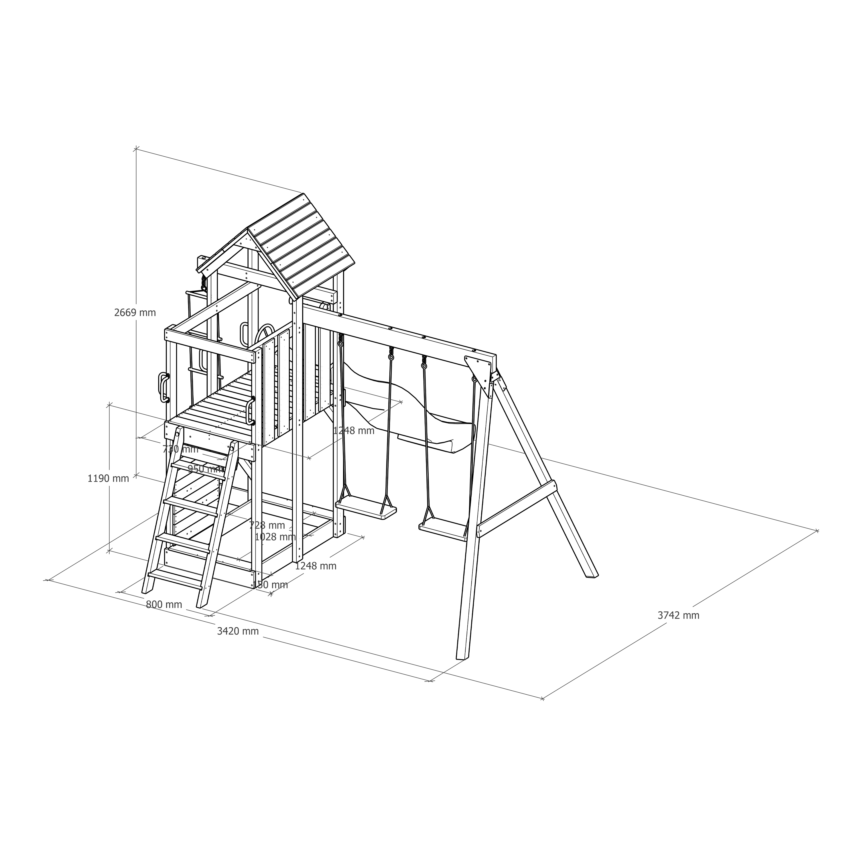 AXI Moos Climbing Frame with Double Swing Set - Blue Slide