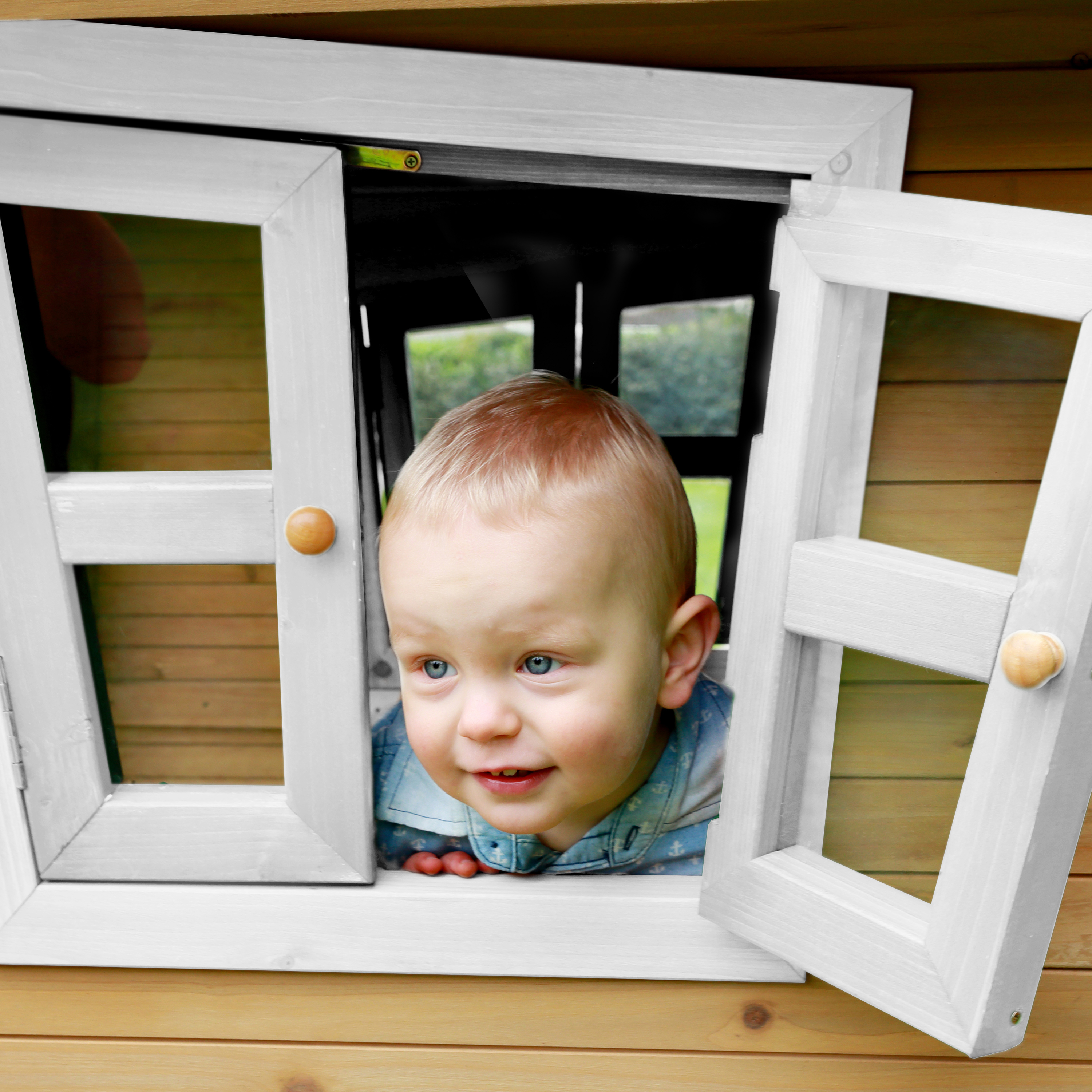 AXI Robin Playhouse Brown/White - Blue Slide