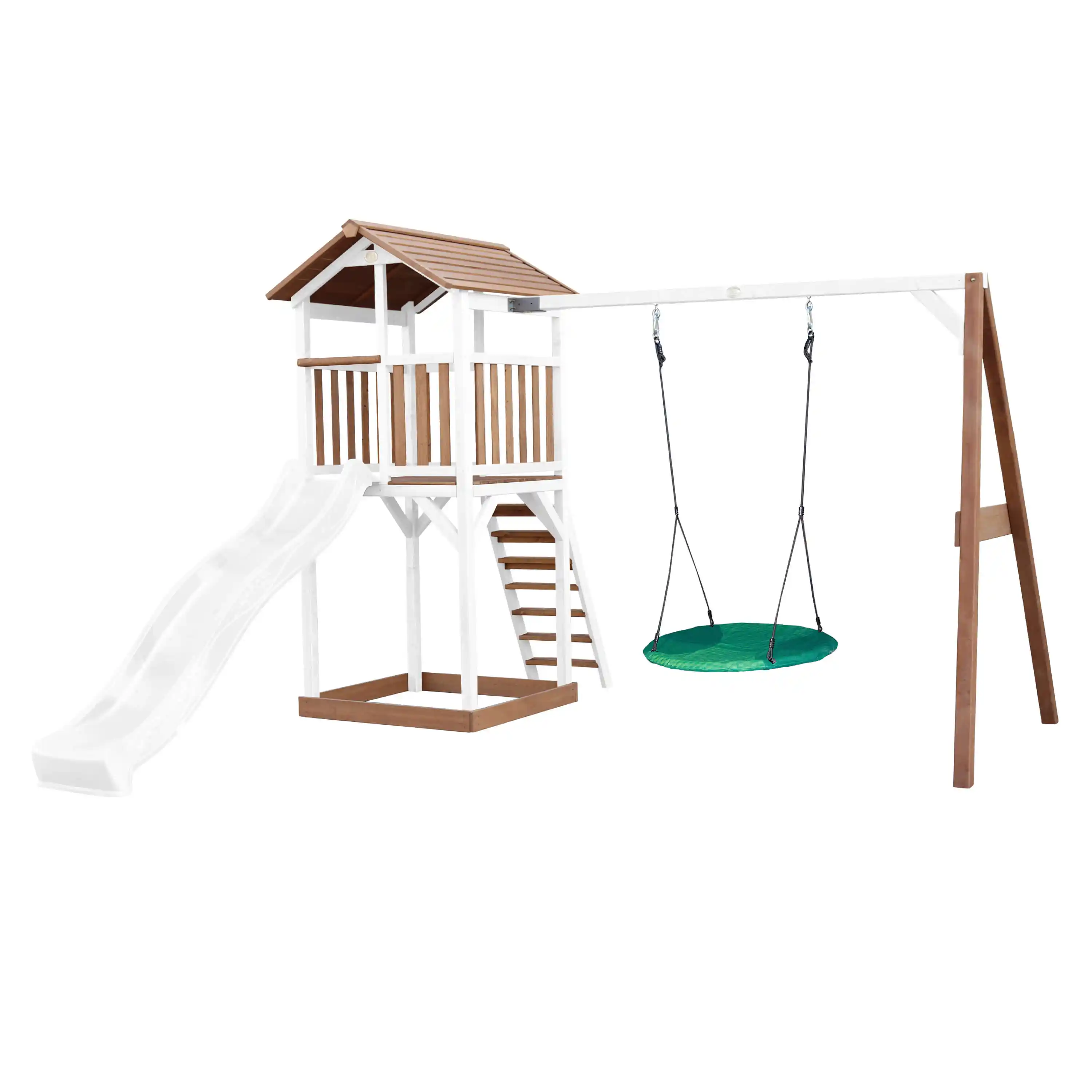 AXI Beach Tower Speeltoren met Summer Nestschommel Bruin/wit - Witte Glijbaan