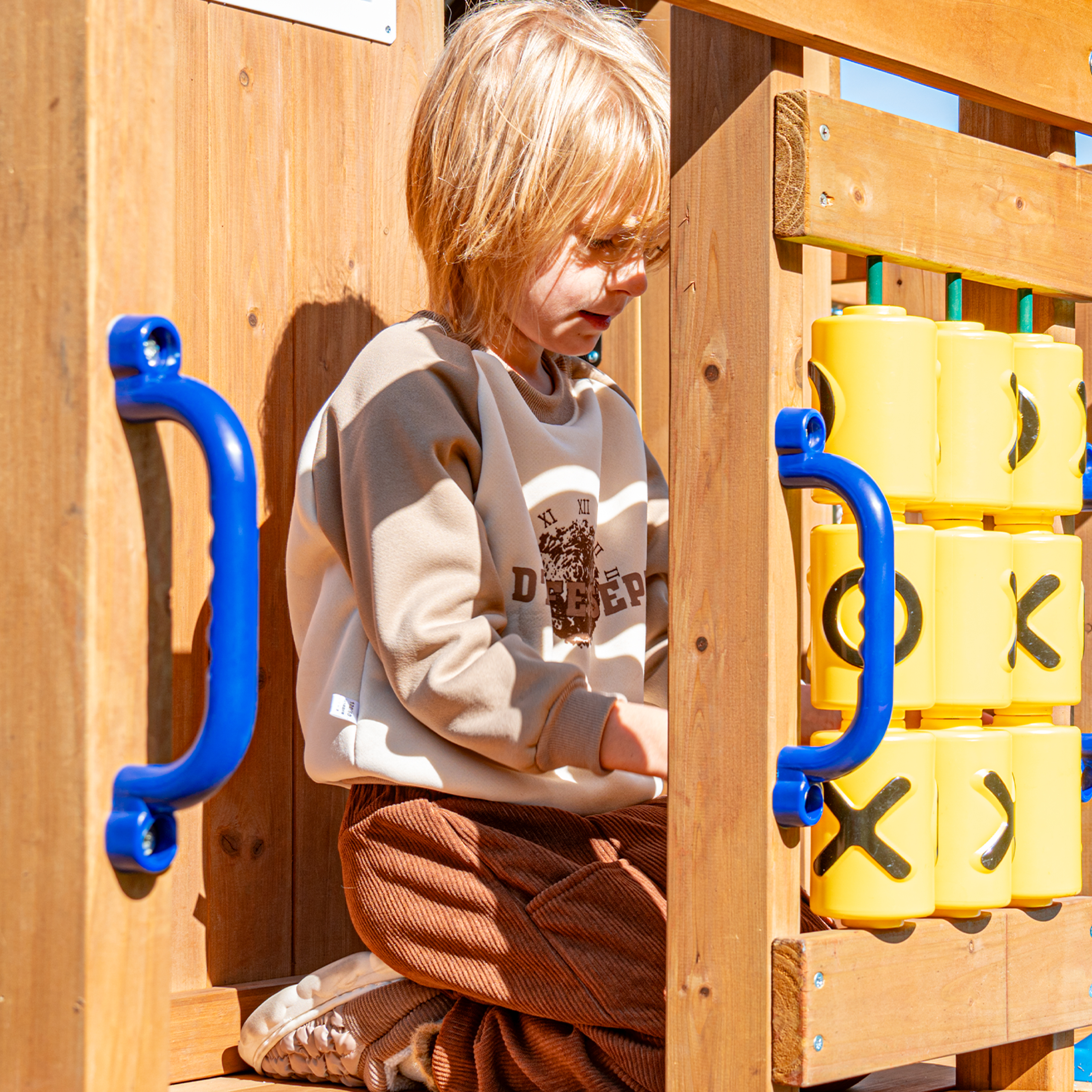 AXI Jack Climbing Frame with Double Swing and Trapeze – Blue Slide