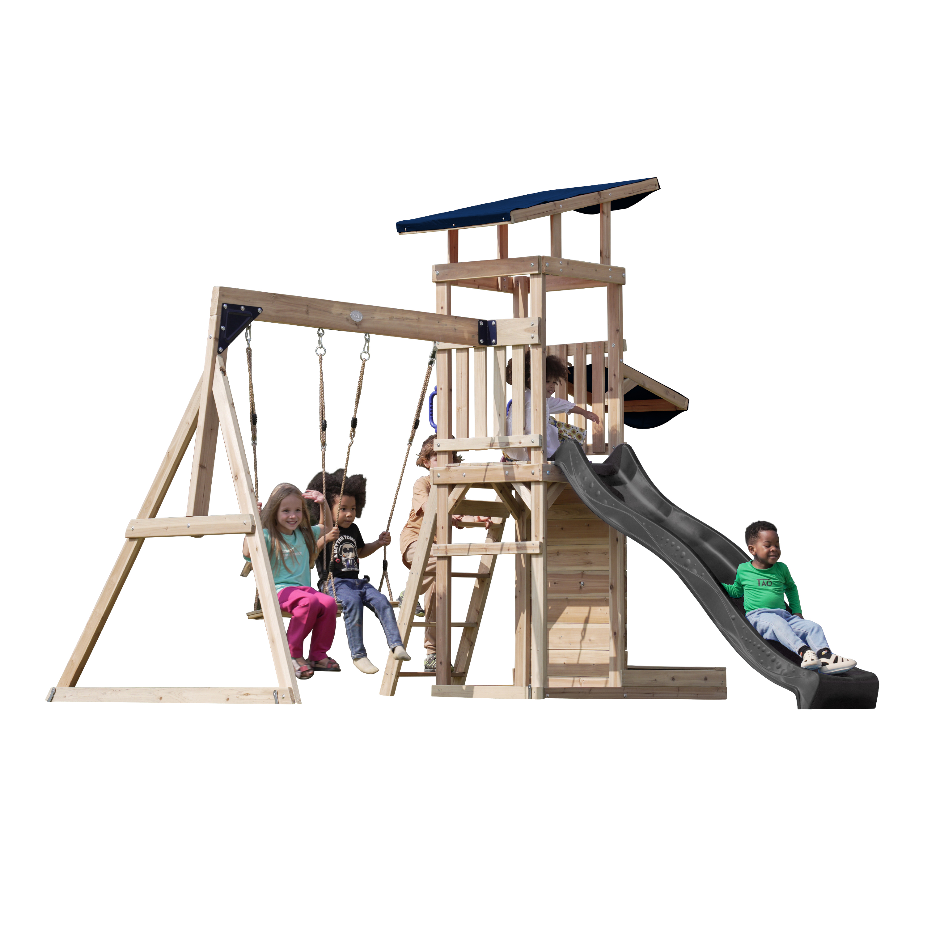 AXI Malik Play Set with Double Swing Brown - Grey Slide 