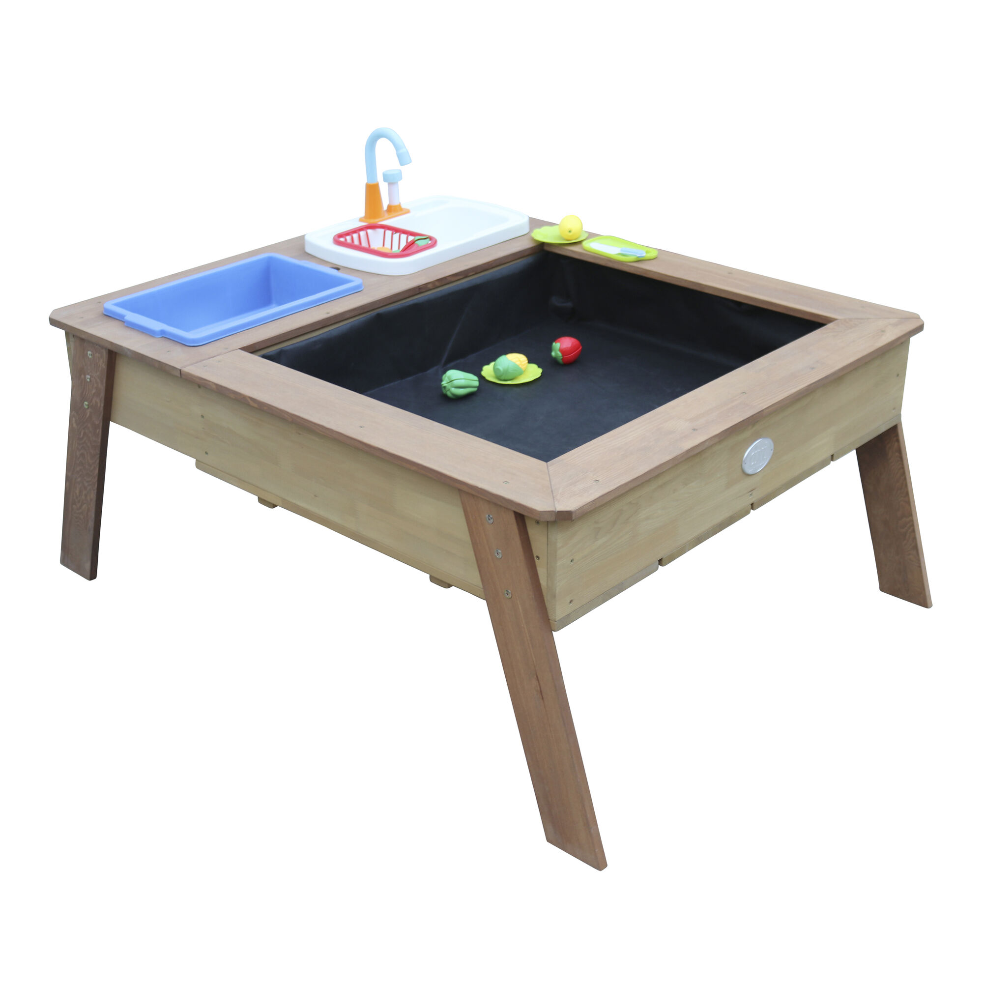 AXI Linda Zand & Water Tafel met Speelkeuken wastafel Bruin - Parasol Blauw/wit