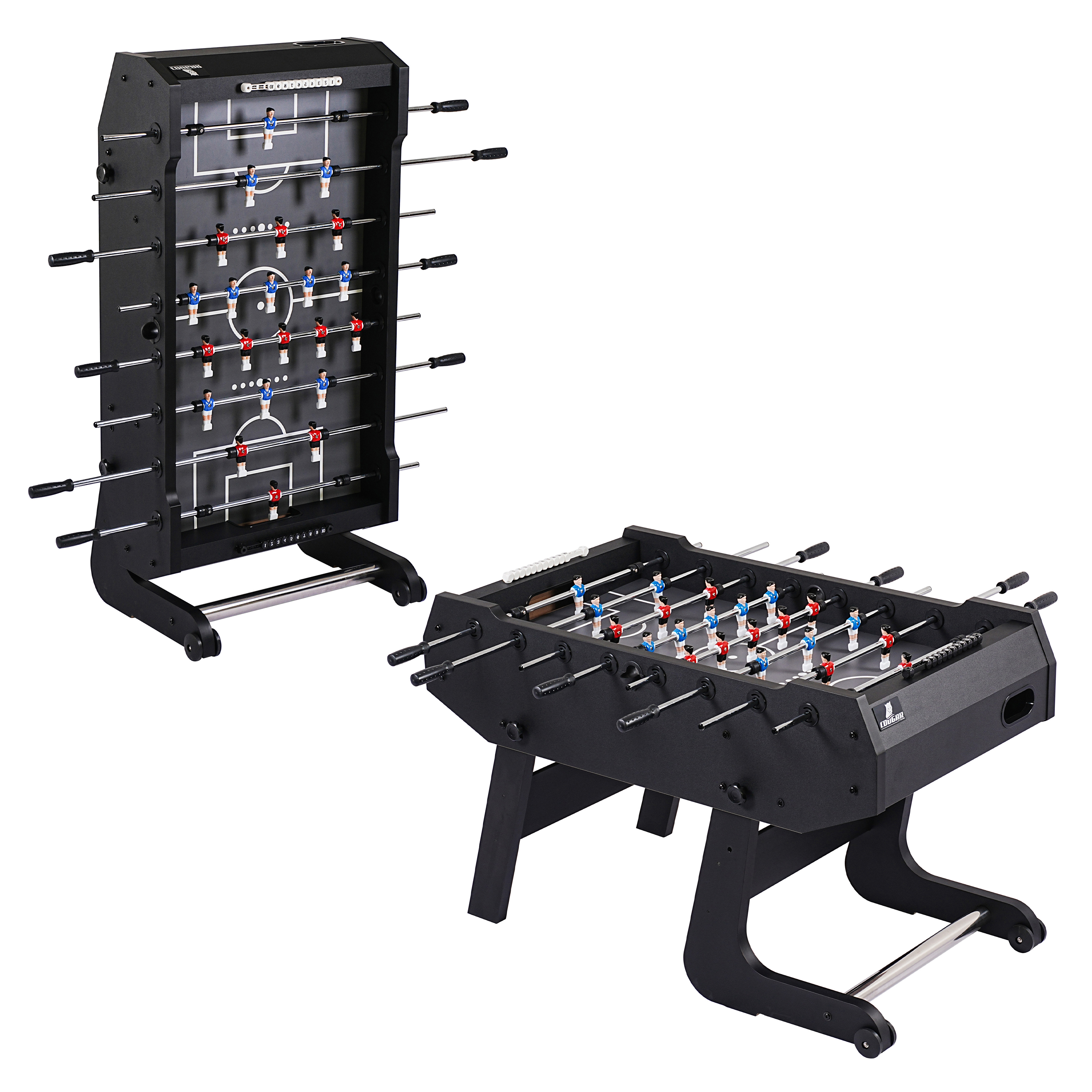 Cougar Powerkick Pro Folding Football Table Black – Grey Playing Field-8720365067679 Cougar Powerkick Pro Folding Football Table Black – Grey Playing Field