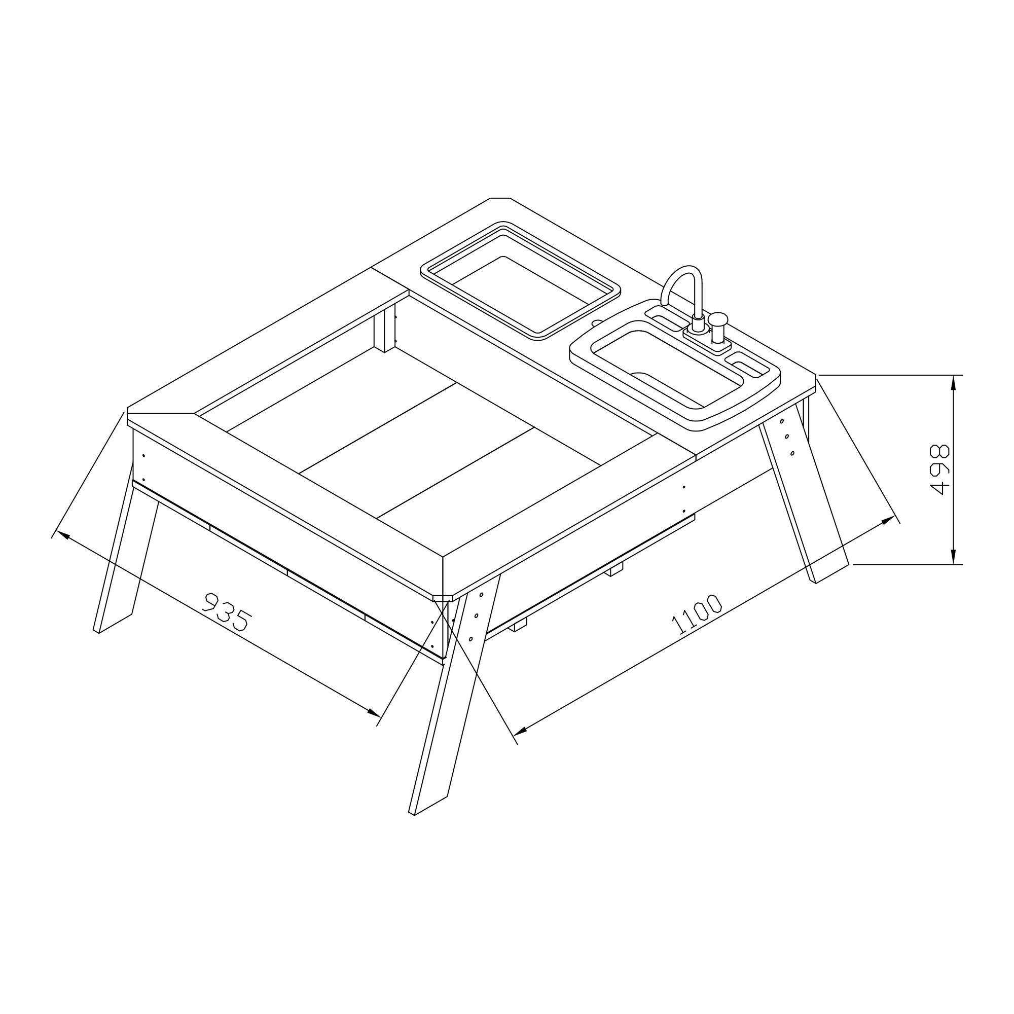 AXI Linda Zand & Water Tafel met Speelkeuken wastafel Bruin - Parasol Blauw/wit