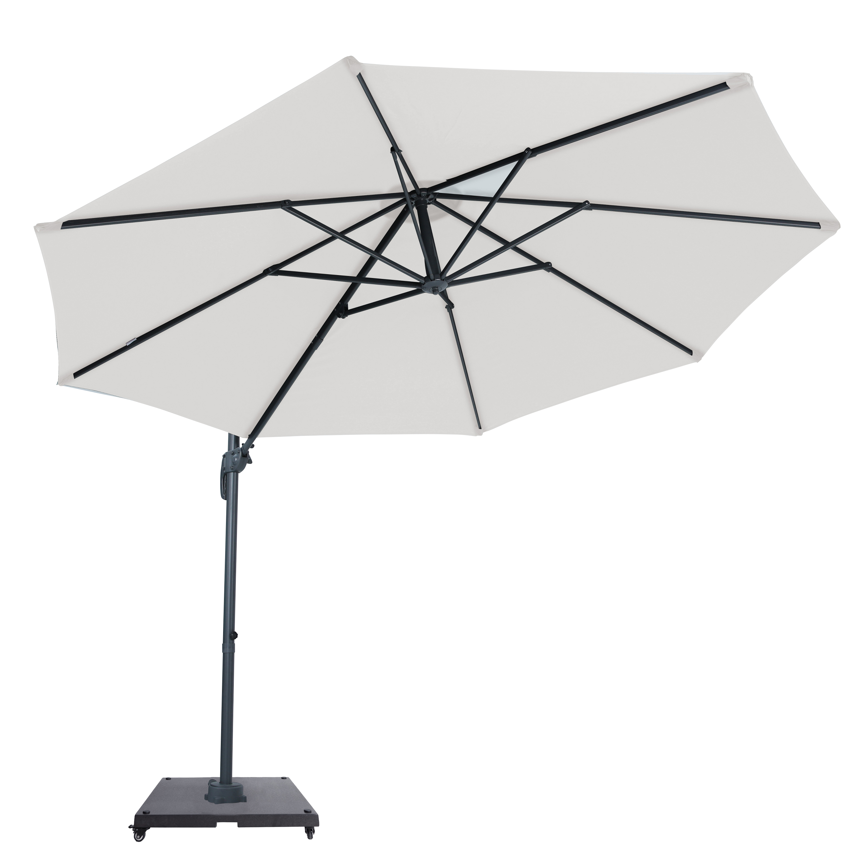 AXI Marisol Cantilever Parasol Ø 300cm incl. parasol base with wheels Anthracite/Beige – Complete set