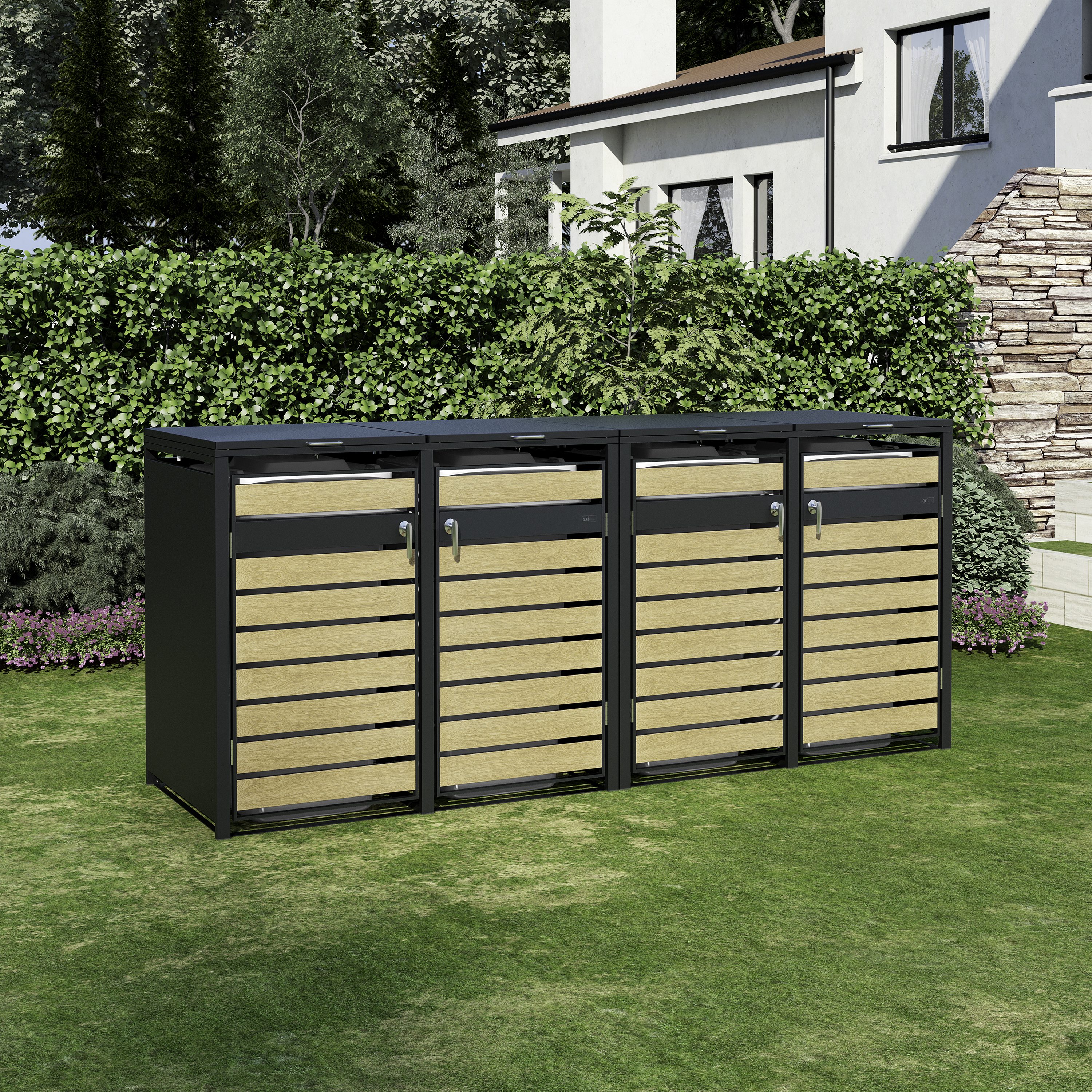 AXI Lucas Containerombouw van Metaal Antraciet/Houtlook - 4 containers