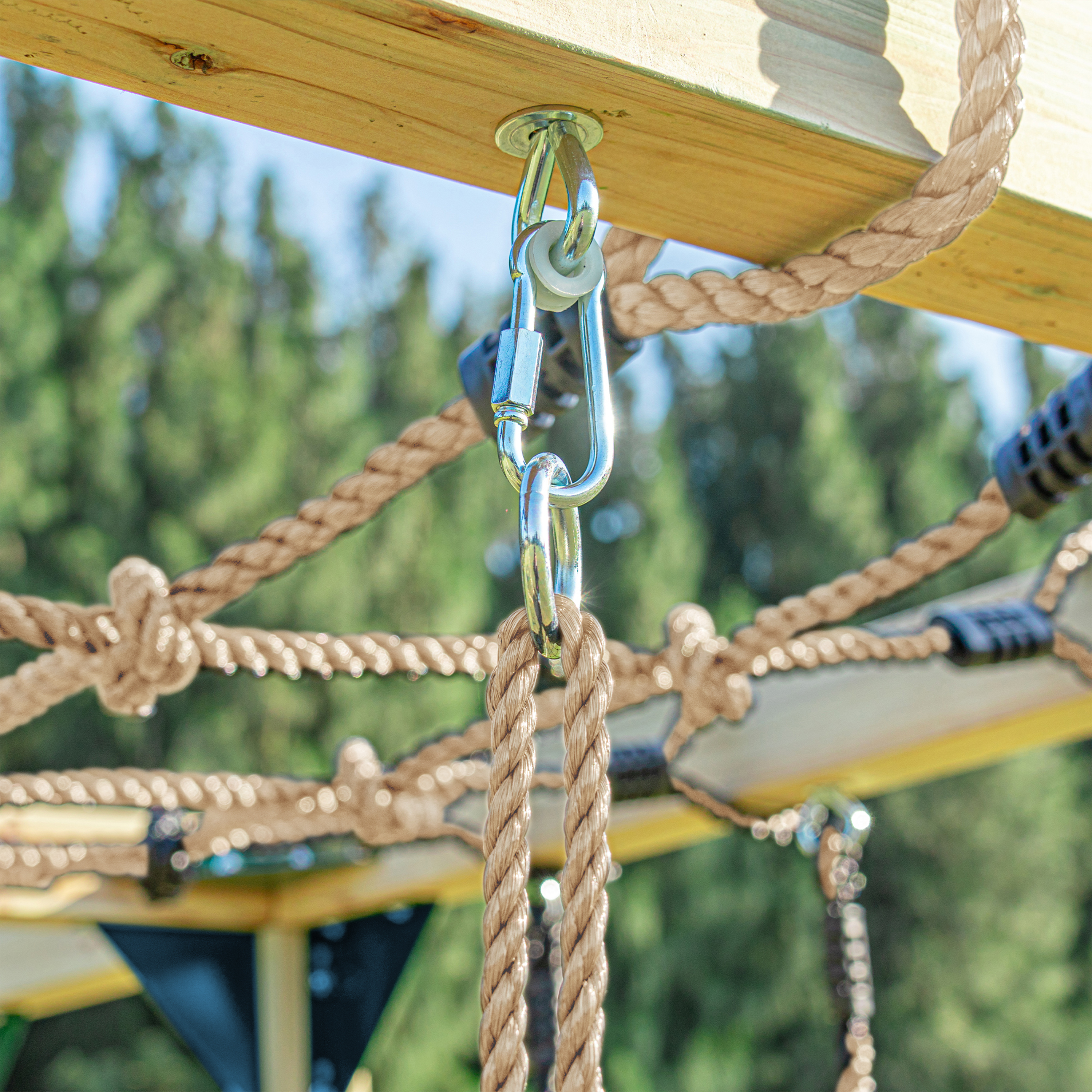 AXI Boris Wooden Playcentre with Swings. Trapeze. Climbing Nets and Monkey Bars – Red Slide