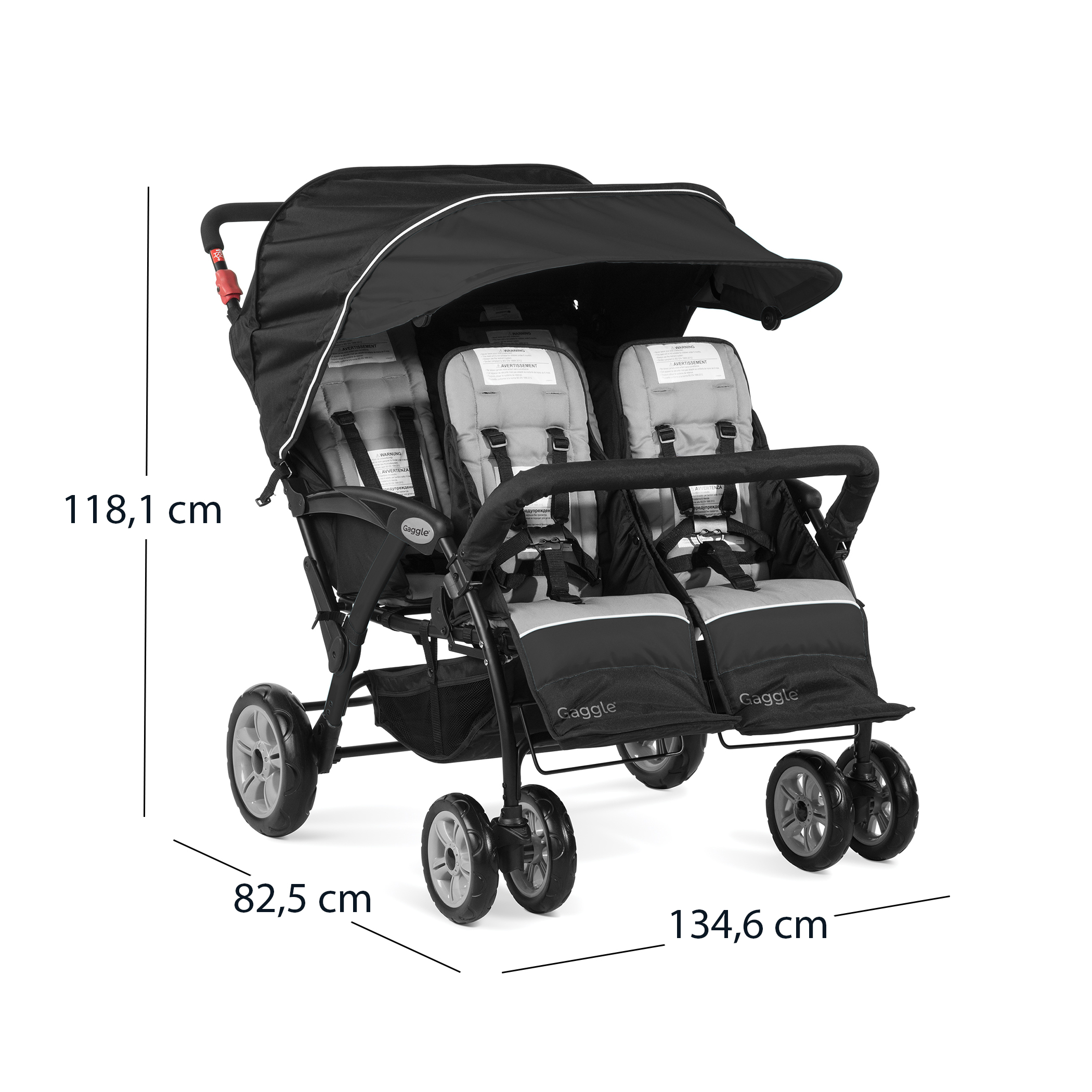 Gaggle Odyssey 4x4 Quad Stroller for 4 Children - Black-0849801001157 Gaggle Odyssey 4x4 Quad Stroller for 4 Children - Black