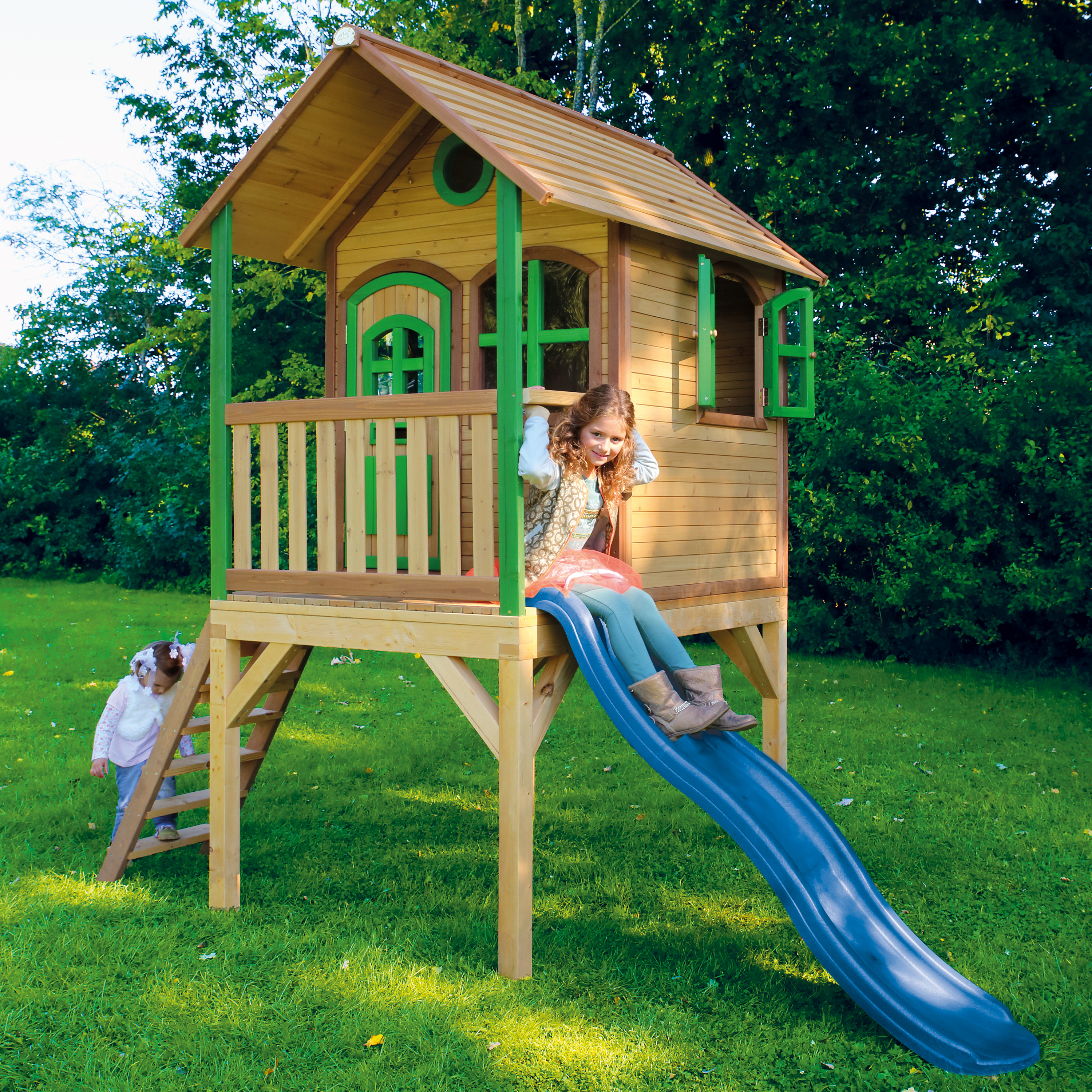 AXI Laura Playhouse Brown/green - Blue Slide