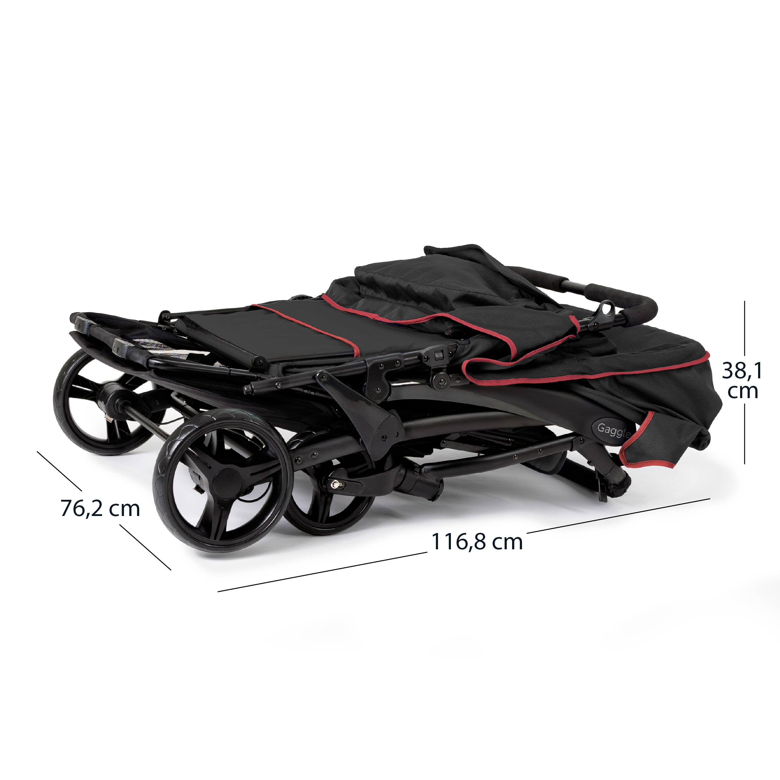 Gaggle Odyssey 4x4 Quad Stroller for 4 Children - Red/Black-0849801013549 Gaggle Odyssey 4x4 Quad Stroller for 4 Children - Red/Black