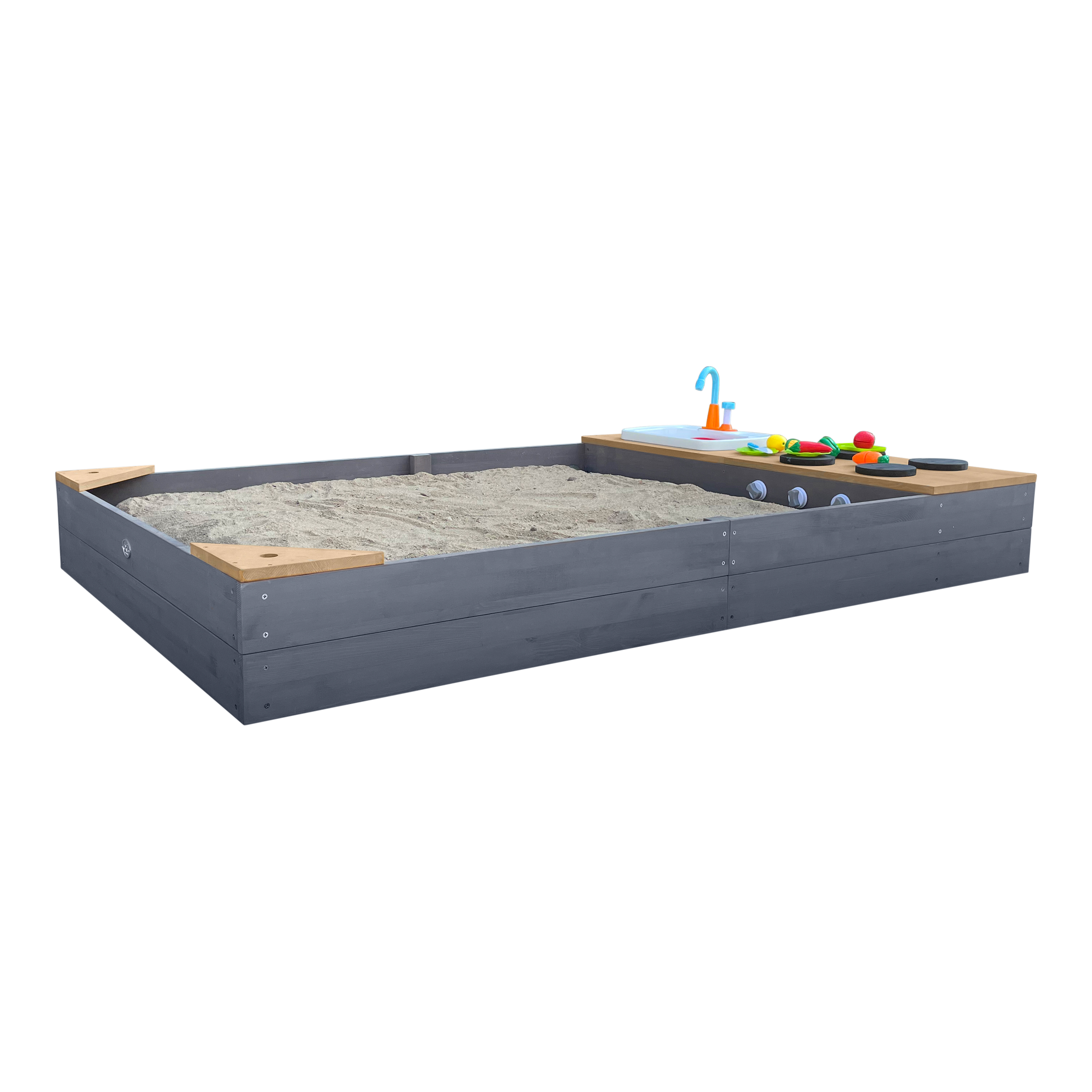 AXI Kelly Sandbox with Play Kitchen - 180 x 115 cm - Grey/brown