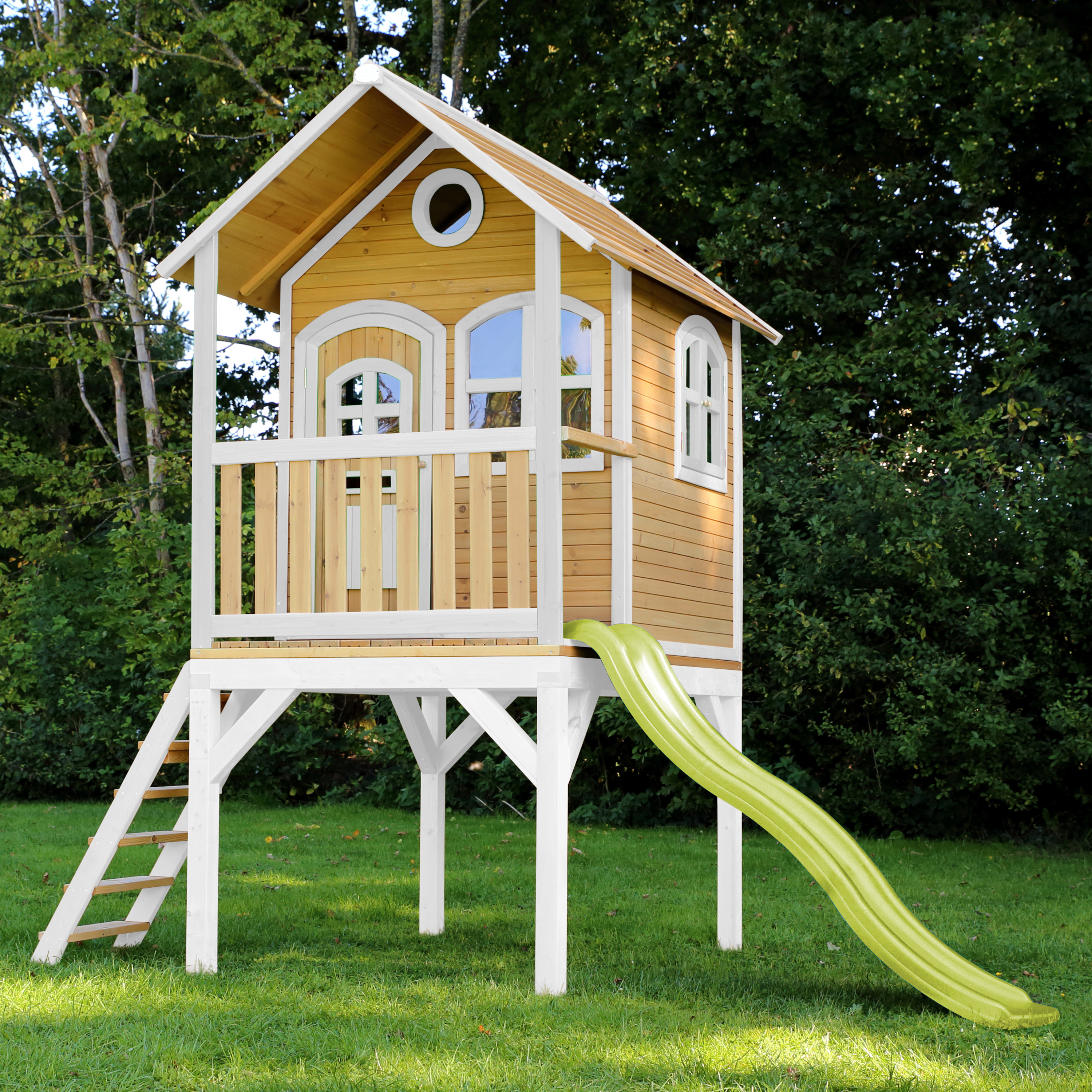 AXI Laura Playhouse Brown/white - Lime green Slide