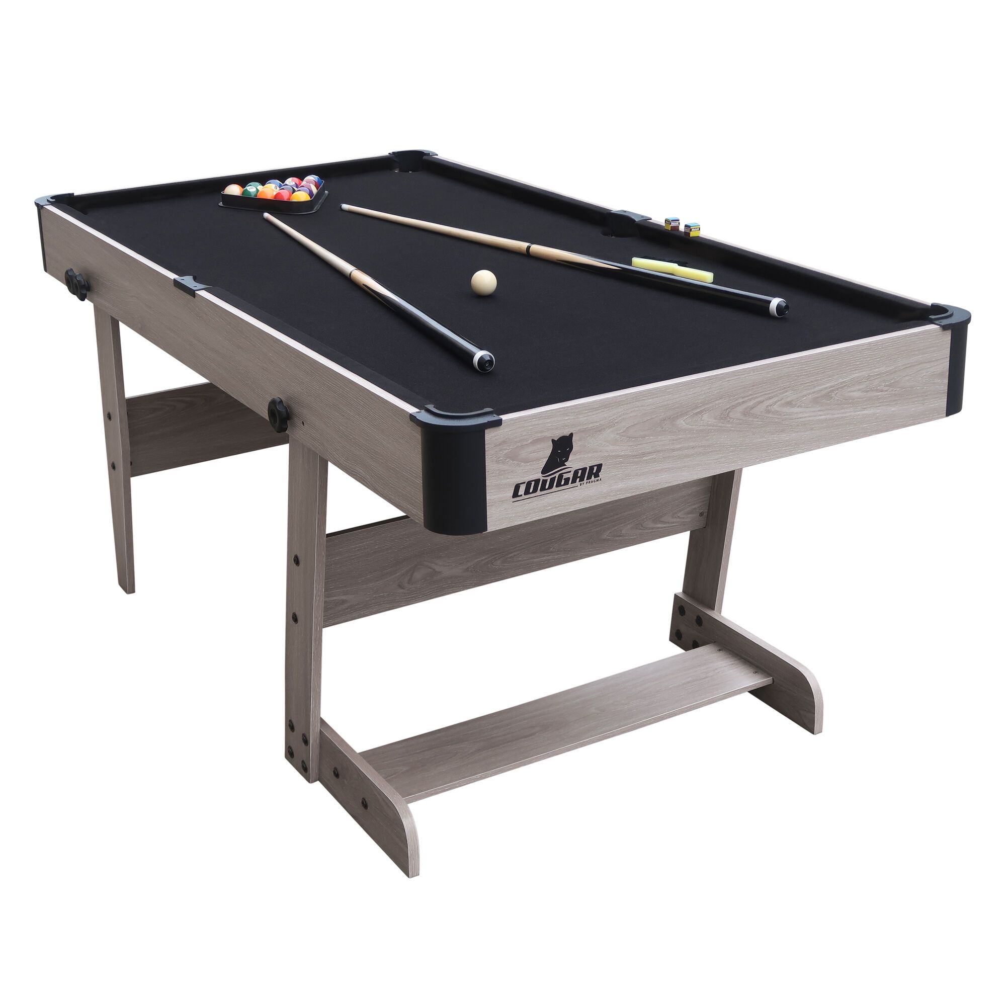 Cougar Hustle XL opklapbare Pooltafel Eiken/zwart