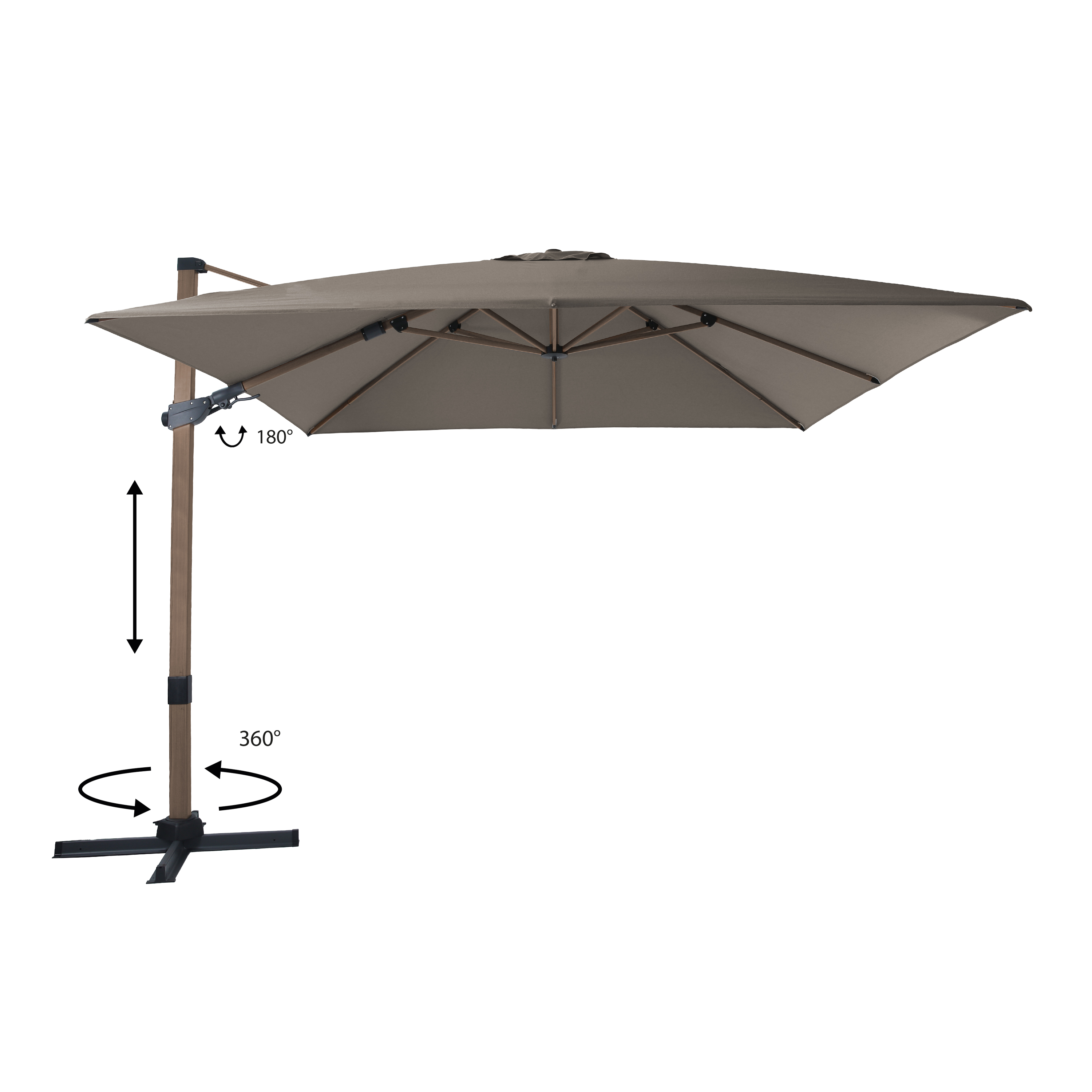 AXI Apollo Premium Cantilever Parasol 300x300cm - Oak-look/Taupe