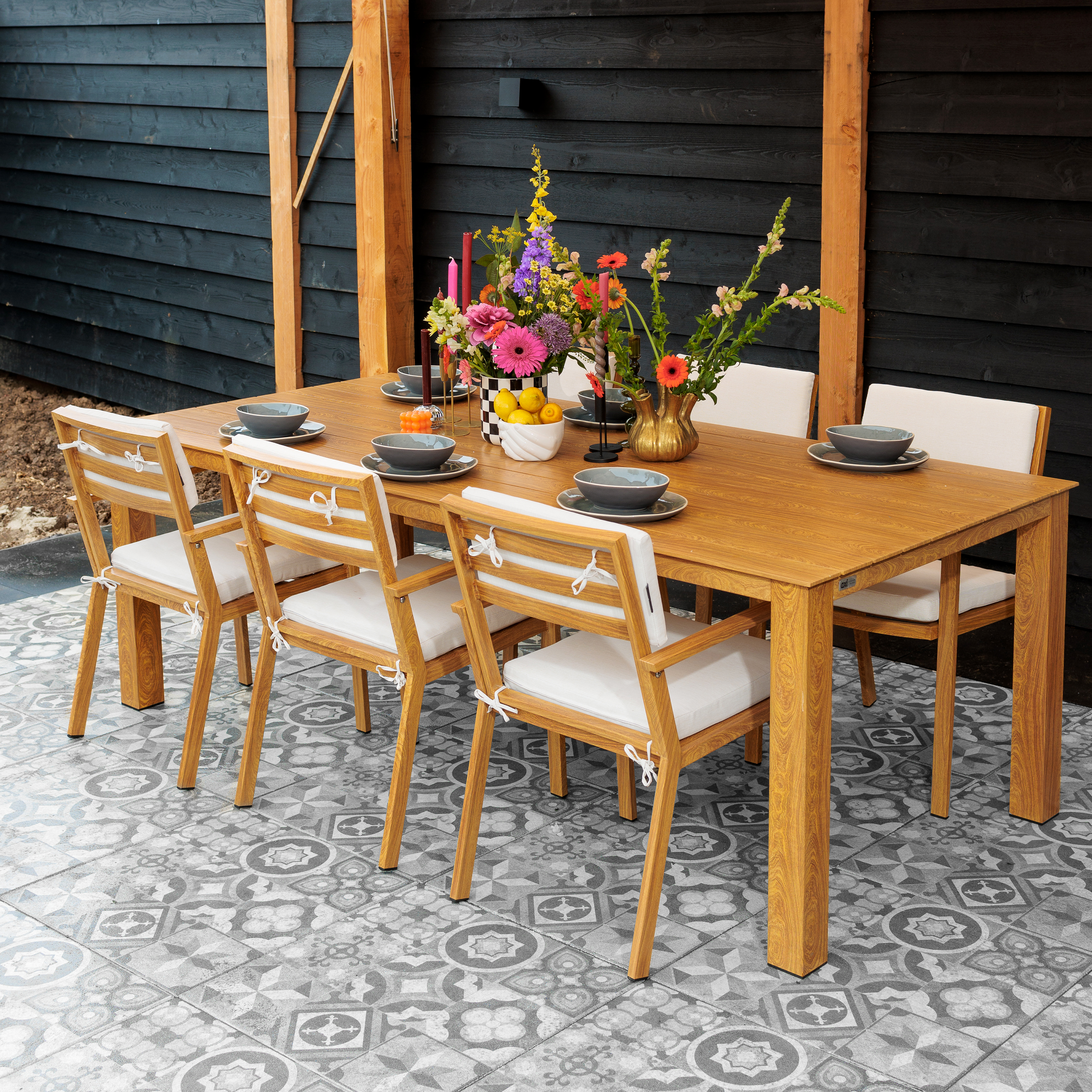 AXI Jada Garden set with 6 Chairs Wood-look/beige-8720365063954 AXI Jada Garden set with 6 Chairs Wood-look/beige