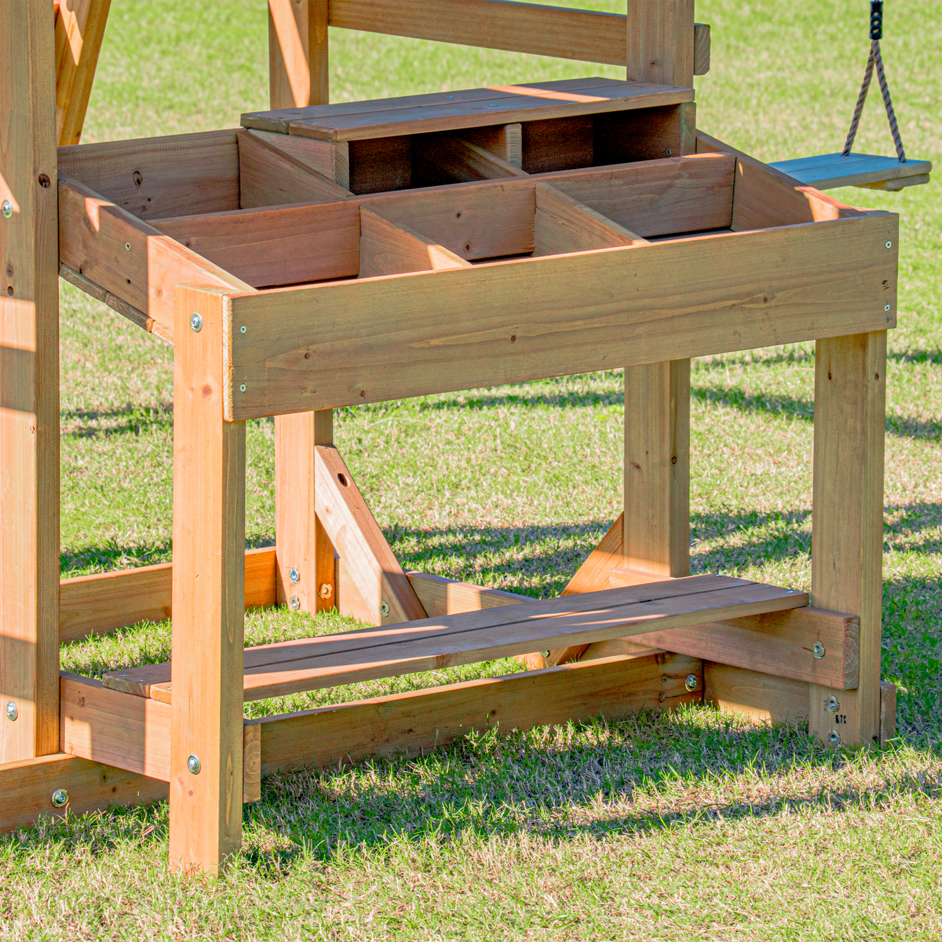 AXI Mitch Climbing Frame with Double Swing. Trapeze and Lookout Tower – Grey Slide