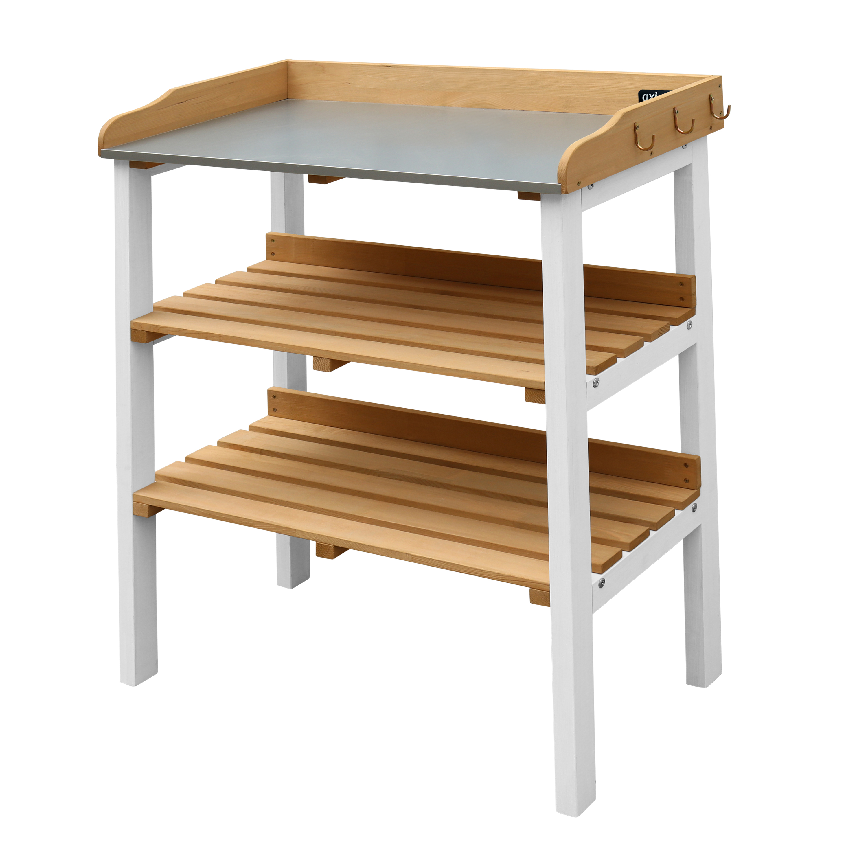 AXI Oppottafel met opbergplanken Bruin/wit-8717973938163 AXI Oppottafel met opbergplanken Bruin/wit