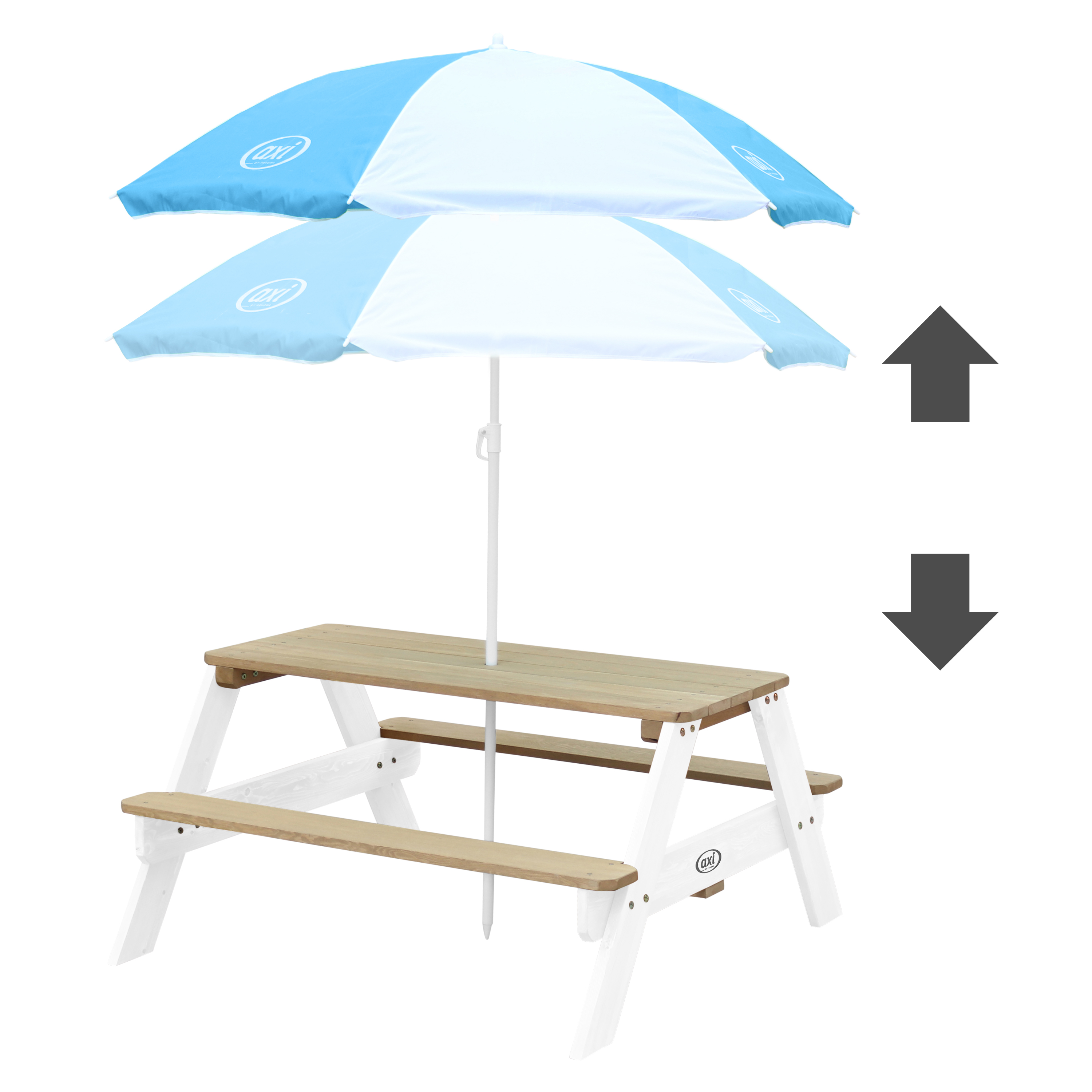 AXI Nick Picnic Table Brown/White - Umbrella Blue/White