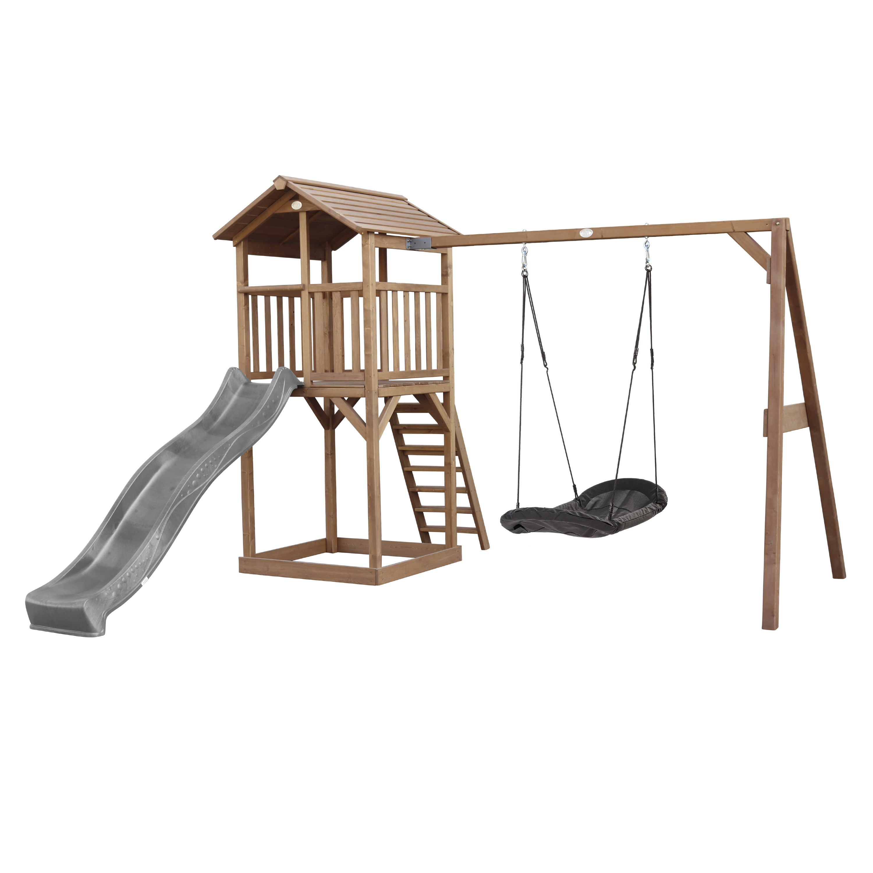 AXI Beach Tower with Roxy Nest Swing Set Brown - Grey Slide