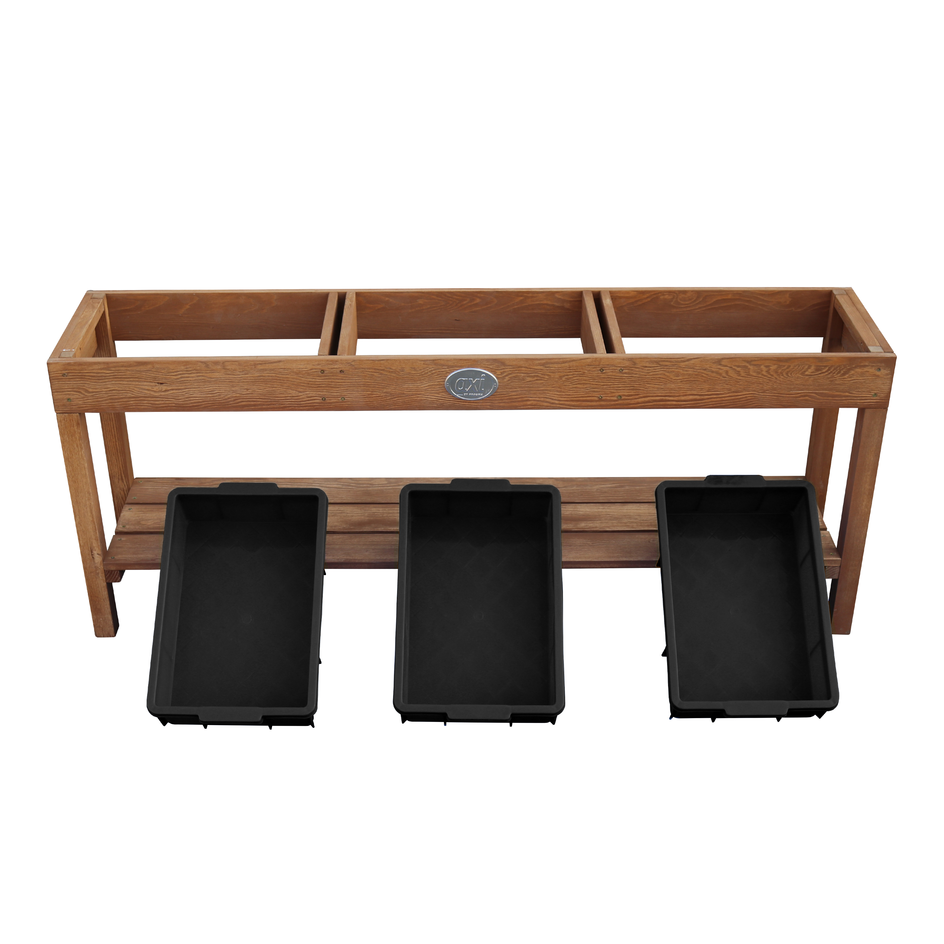 AXI Activity Table with 3 Black Bins - Dark Brown