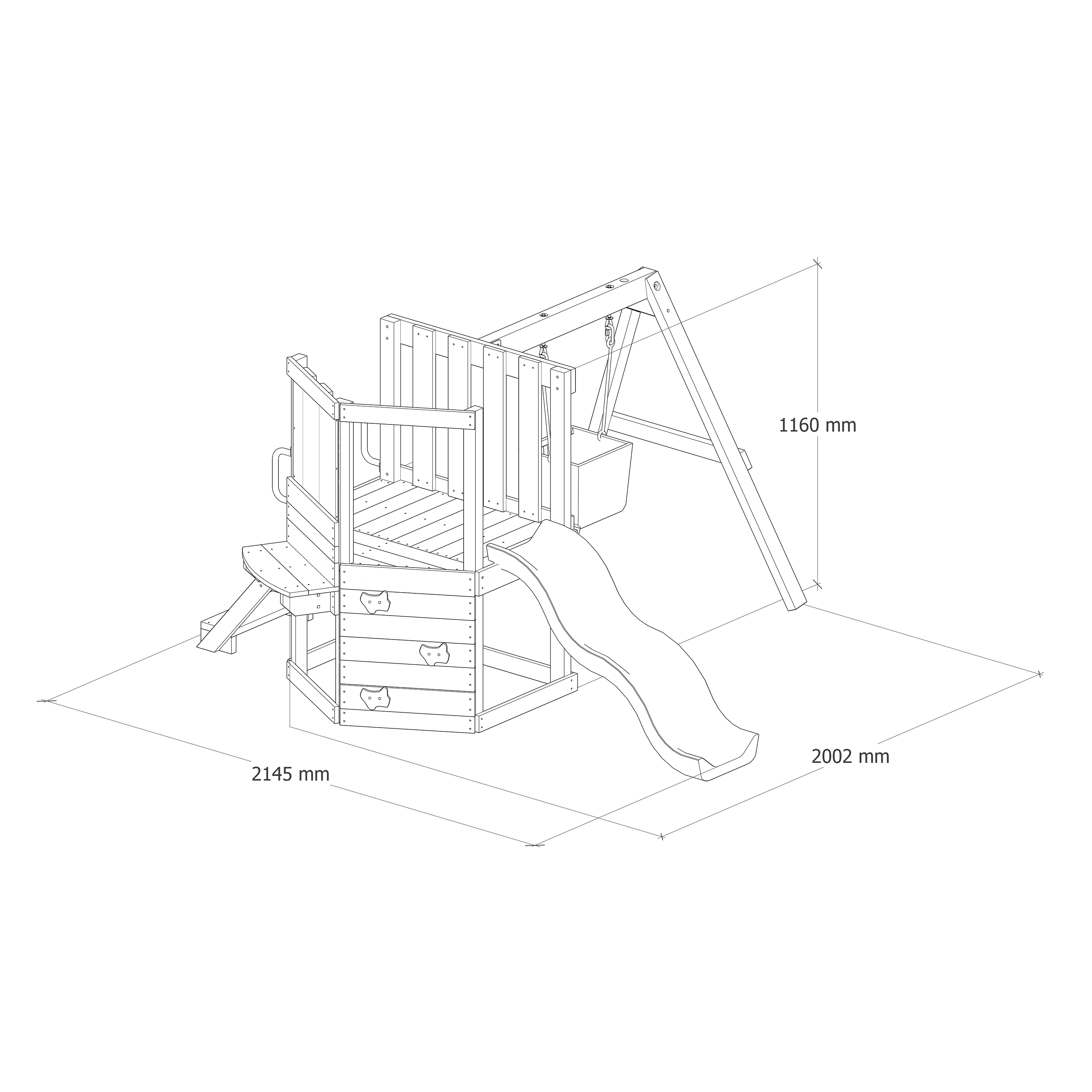 AXI Timo Mini Climbing Frame with Baby Swing, Climbing Wall and Chalkboard – Cream Slide