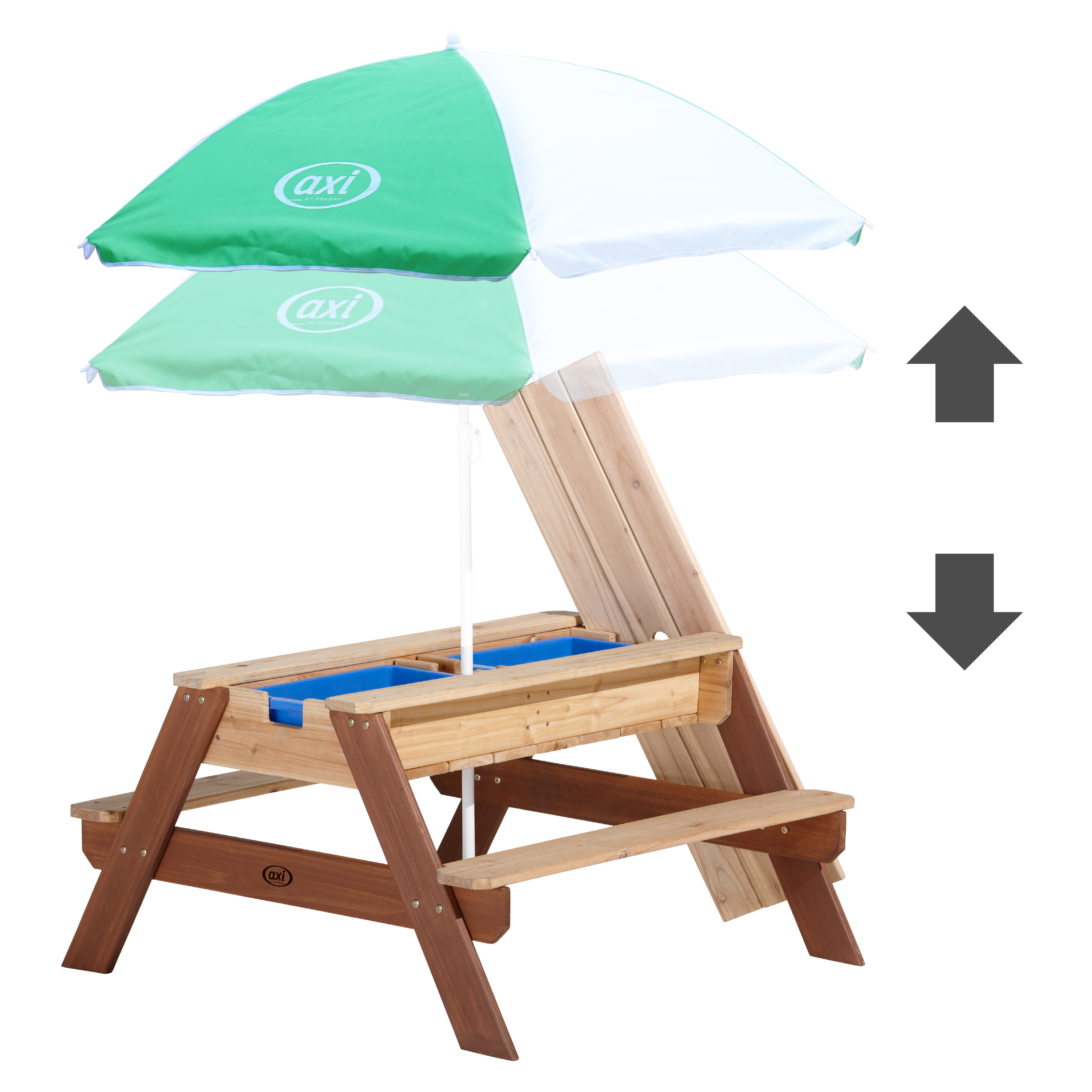 AXI Nick Sand & Water Picnic Table Brown with Umbrella Green/White