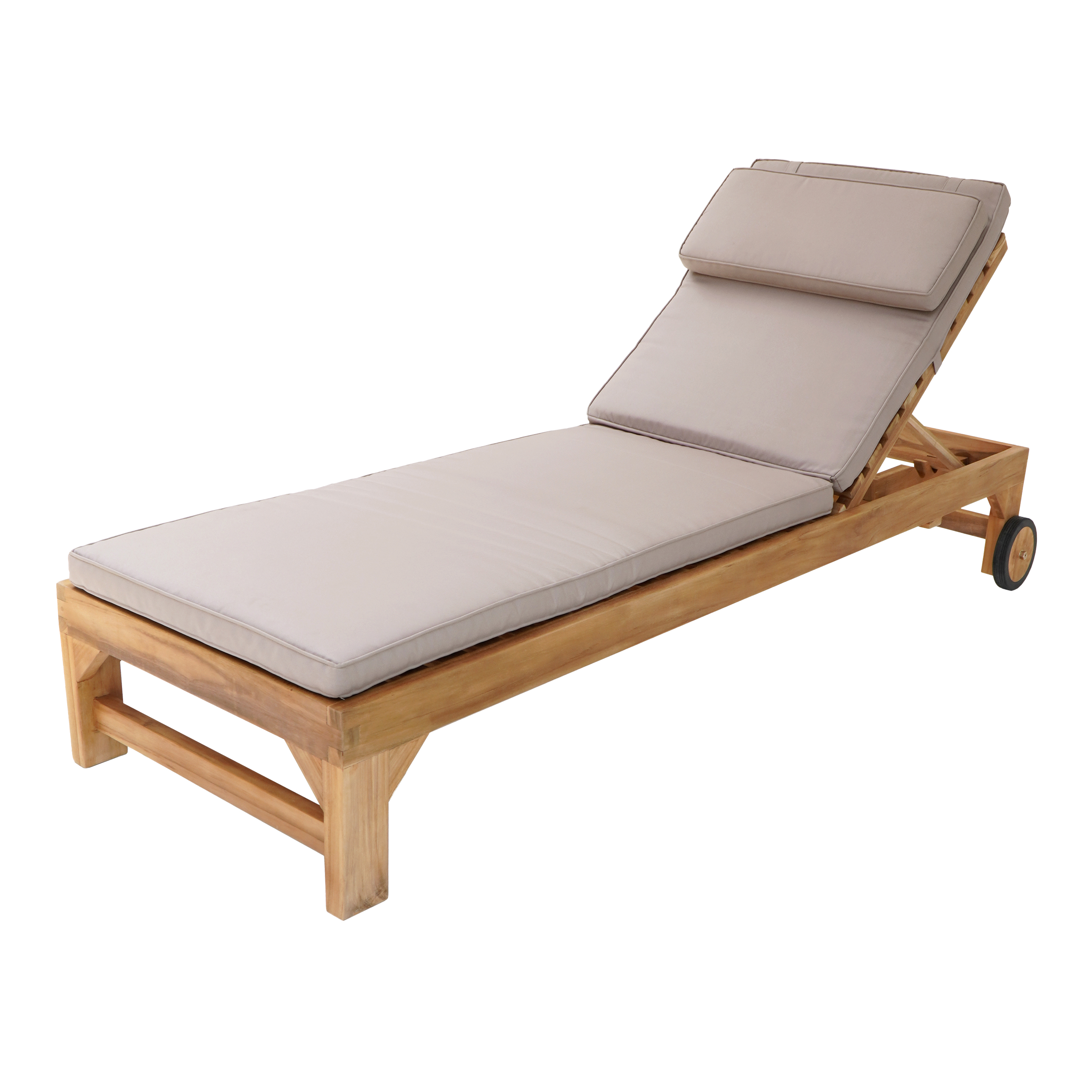 Rama teak wood sun lounger with cushion