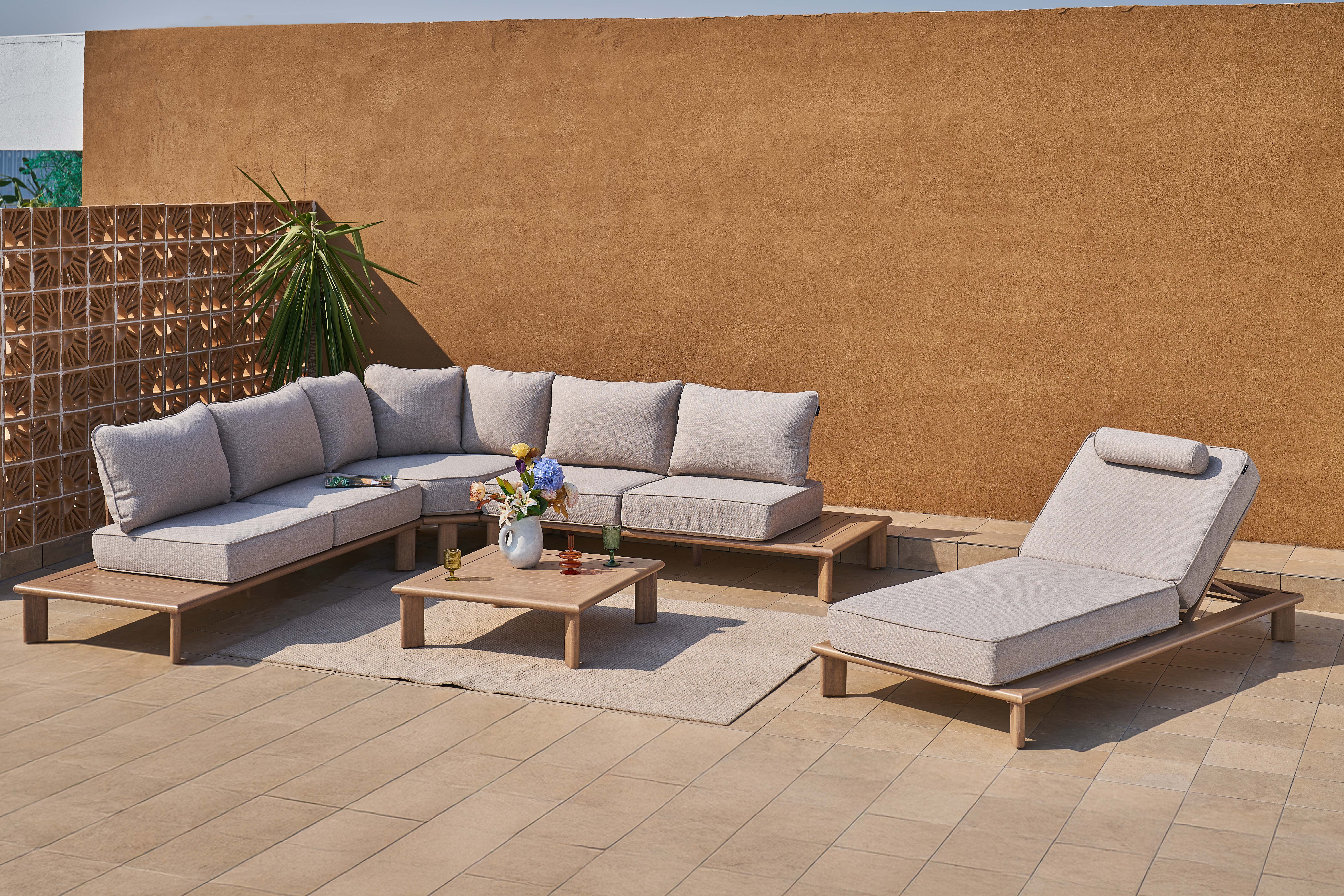 AXI Avery Lounge Set with Side Tables Wood-Look with Beige-8720365065637 AXI Avery Lounge Set with Side Tables Wood-Look with Beige