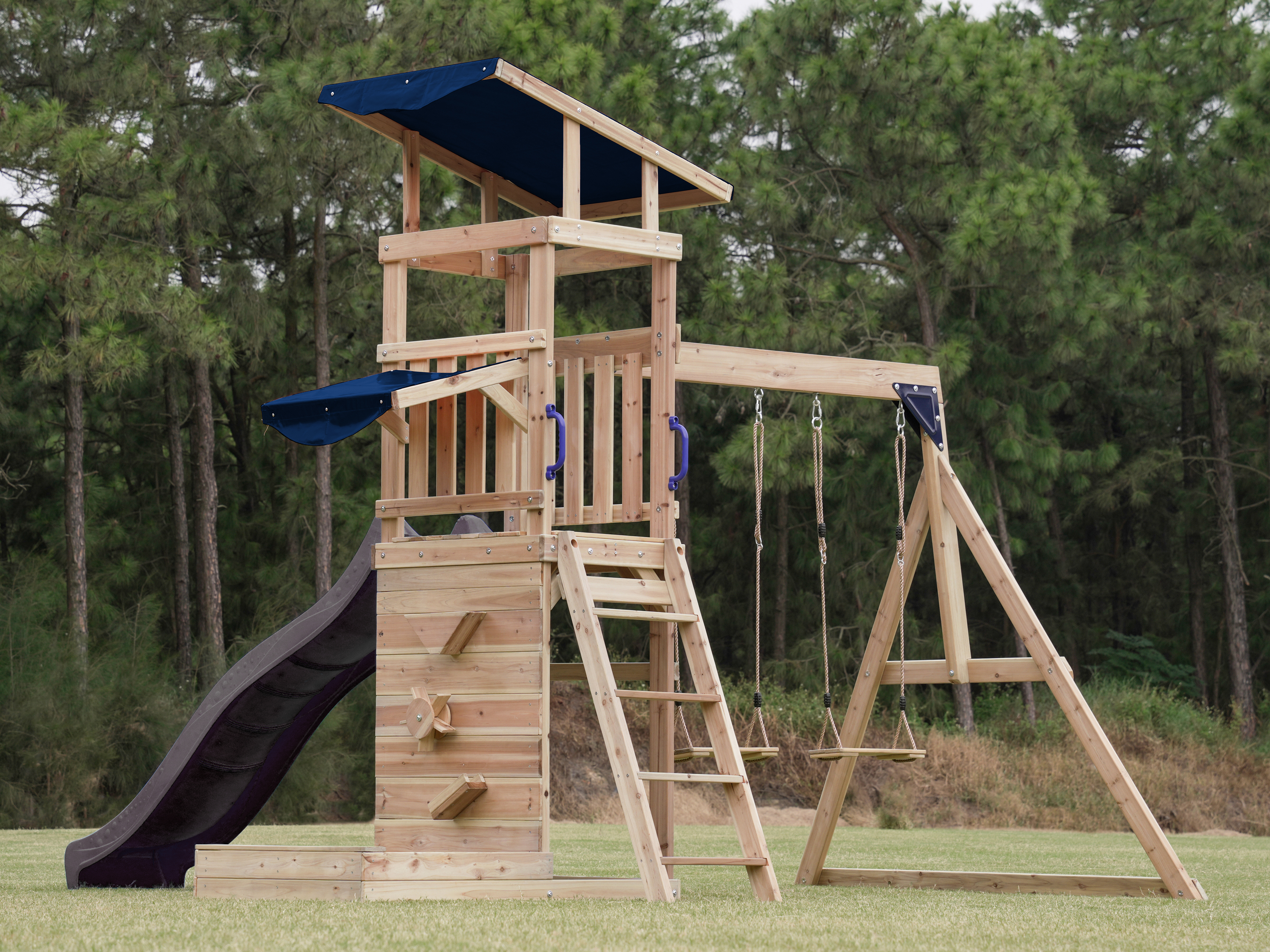AXI Malik Play Set with Double Swing Brown - Grey Slide 