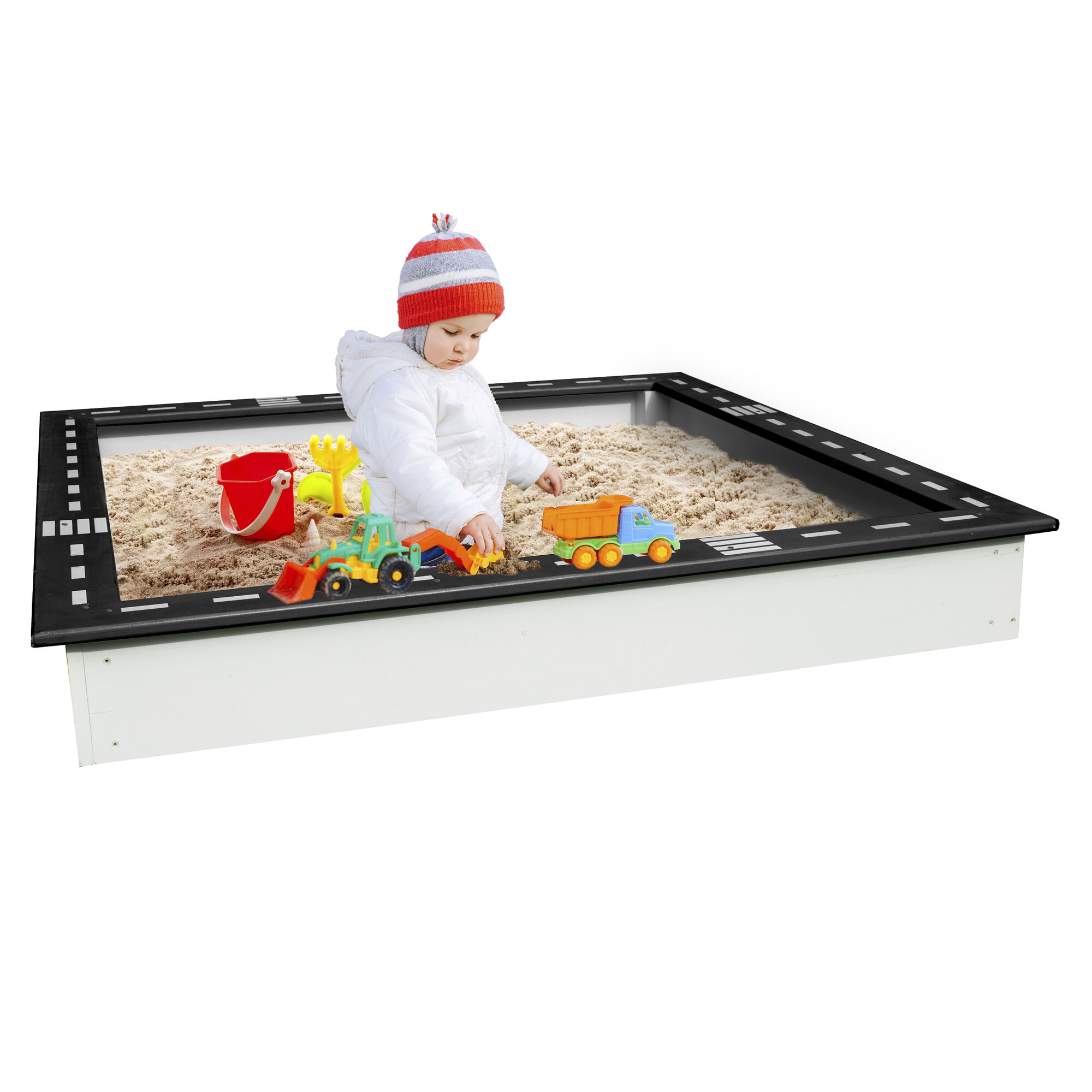 Sunny Sandy Zandbak met straat Zwart/wit-8717973936770 Sunny Sandy Zandbak met straat Zwart/wit