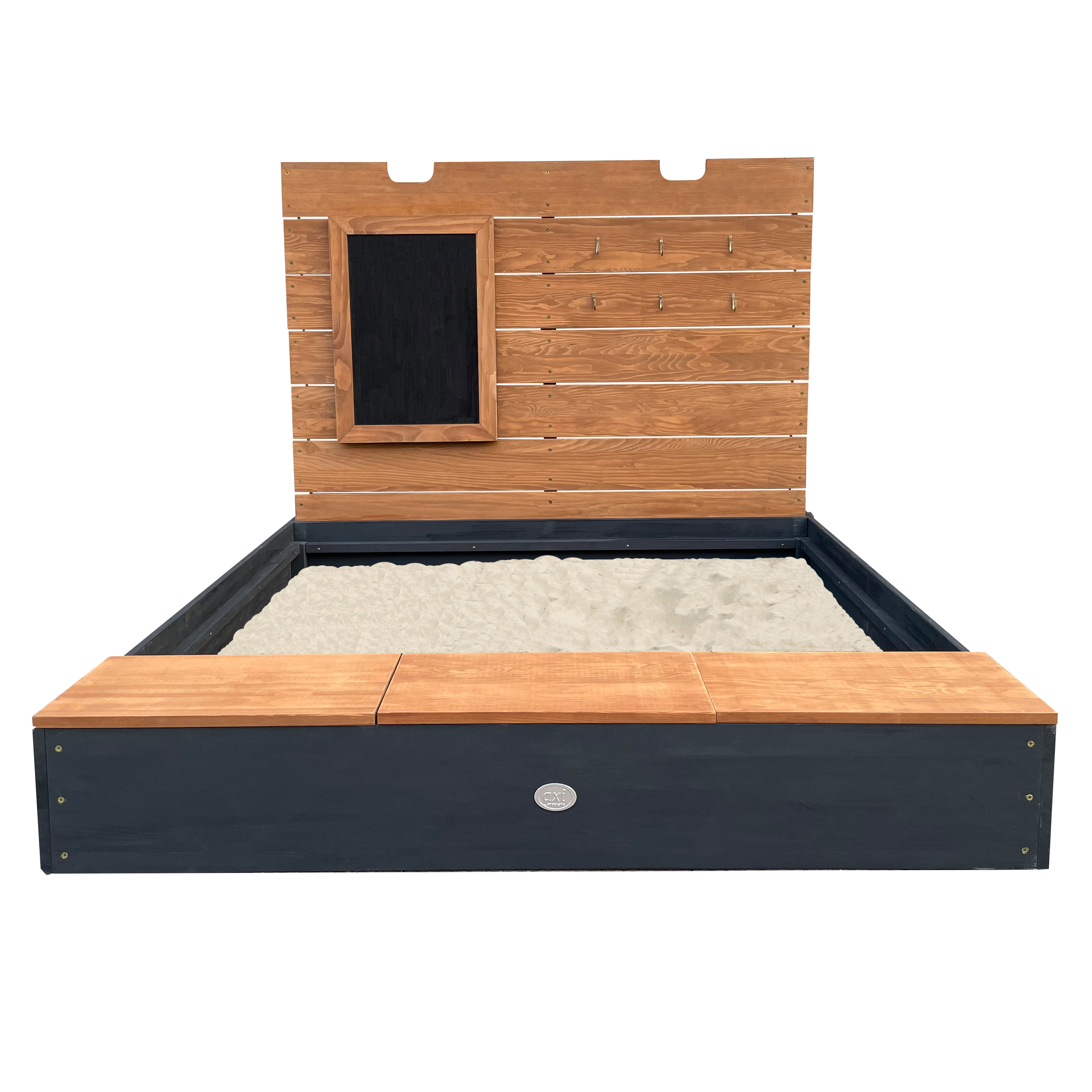AXI Mandy XL sandbox 130 x 120 cm with storage and lid Anthracite/brown