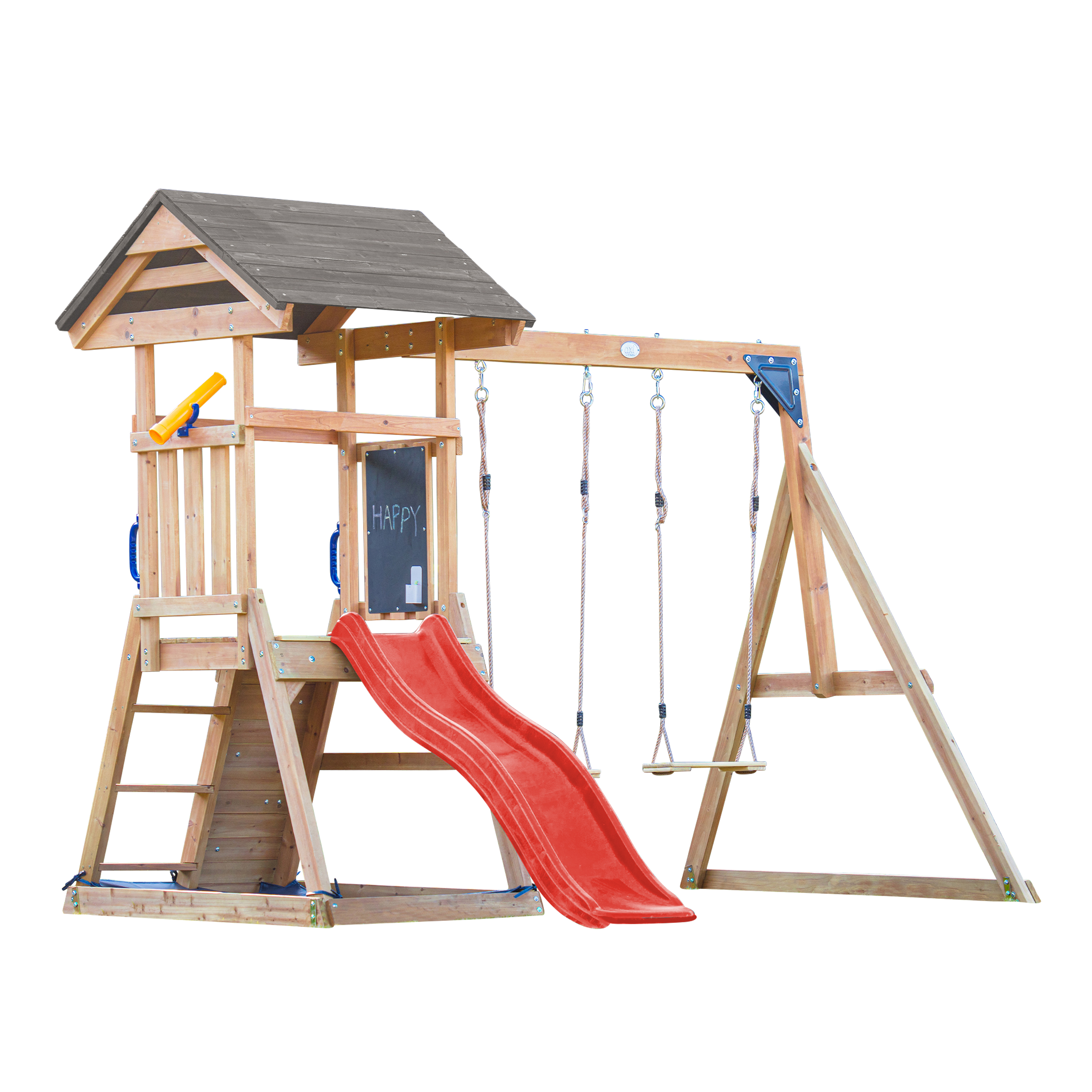 AXI Mia Climbing Frame with Double Swing Set – Red Slide