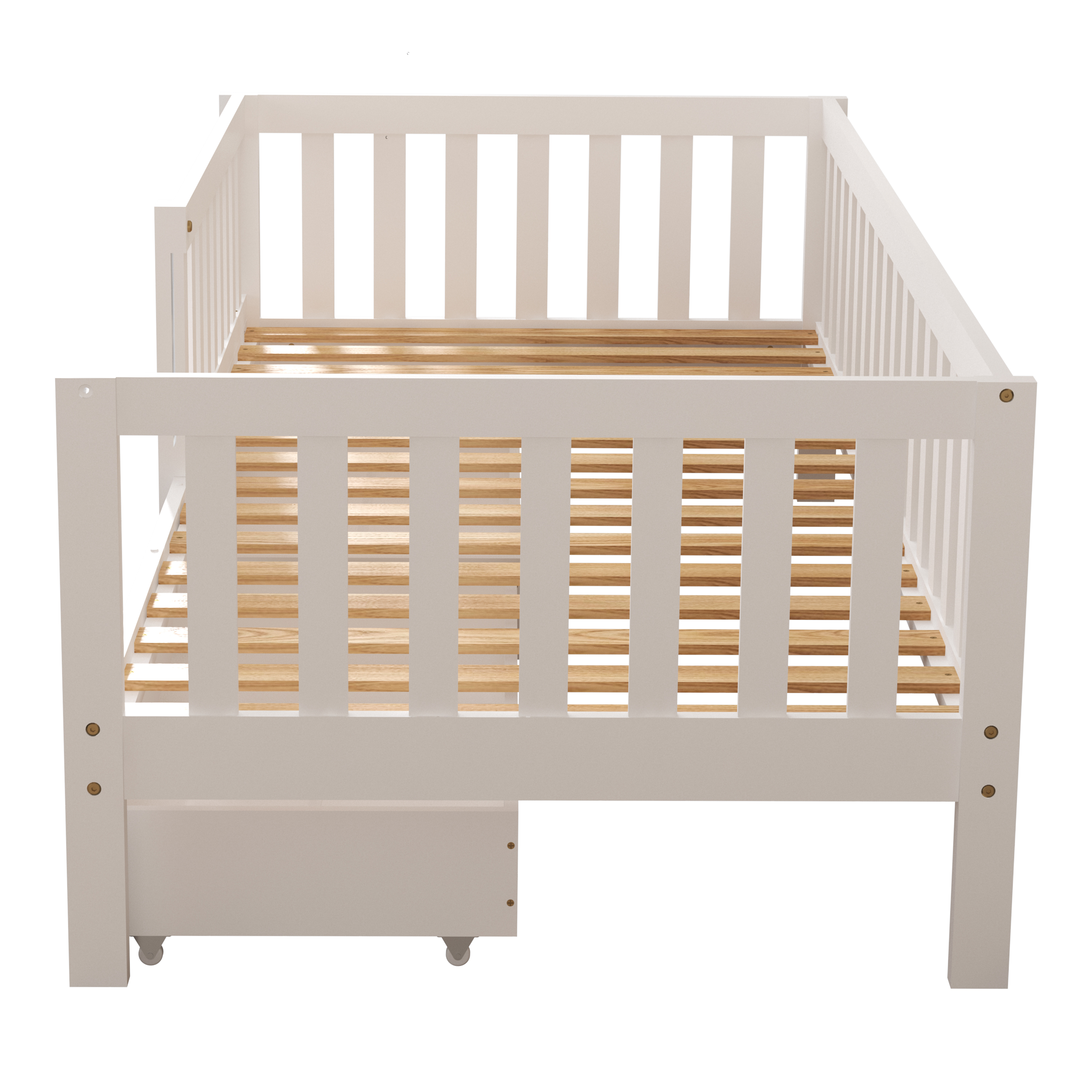 Sunny Isa Kids Bed with 2 Storage Drawers and Guardrail White – Without Mattress