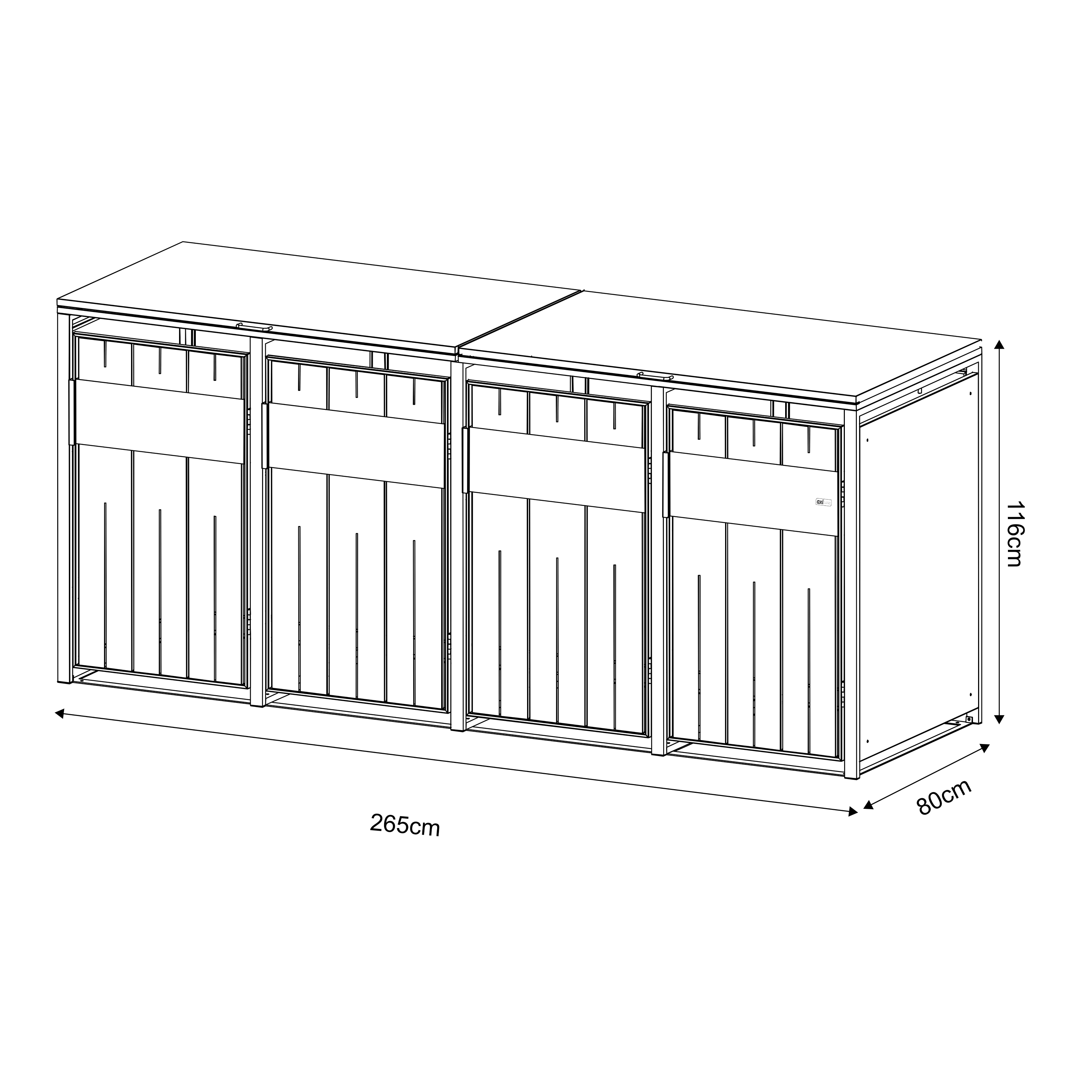 AXI Luke Metal Garbage Bin Shed - 4 Garbage Bins-8720365067921 AXI Luke Metal Garbage Bin Shed - 4 Garbage Bins