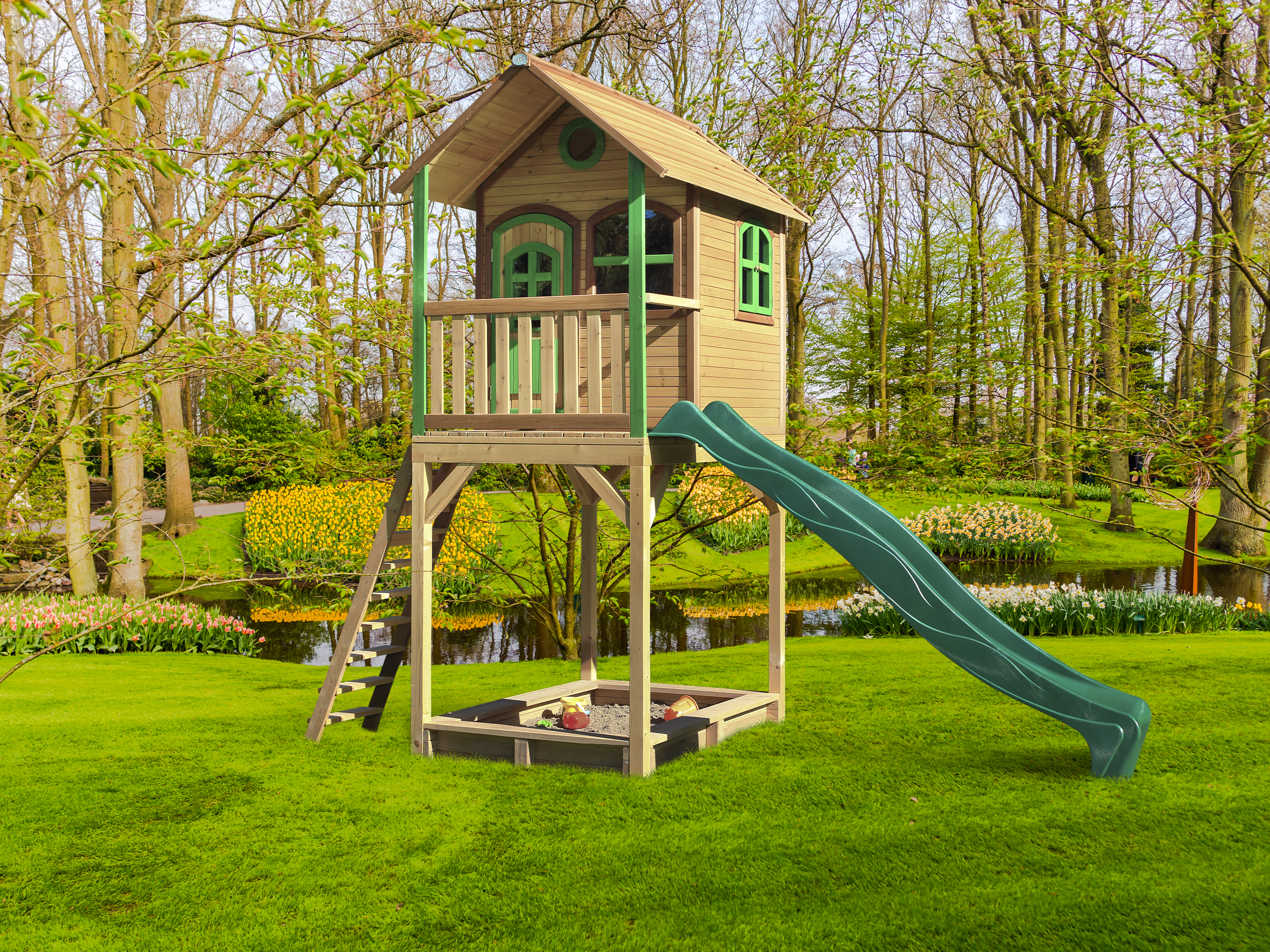 AXI Romy Playhouse Brown/Green - Green Slide