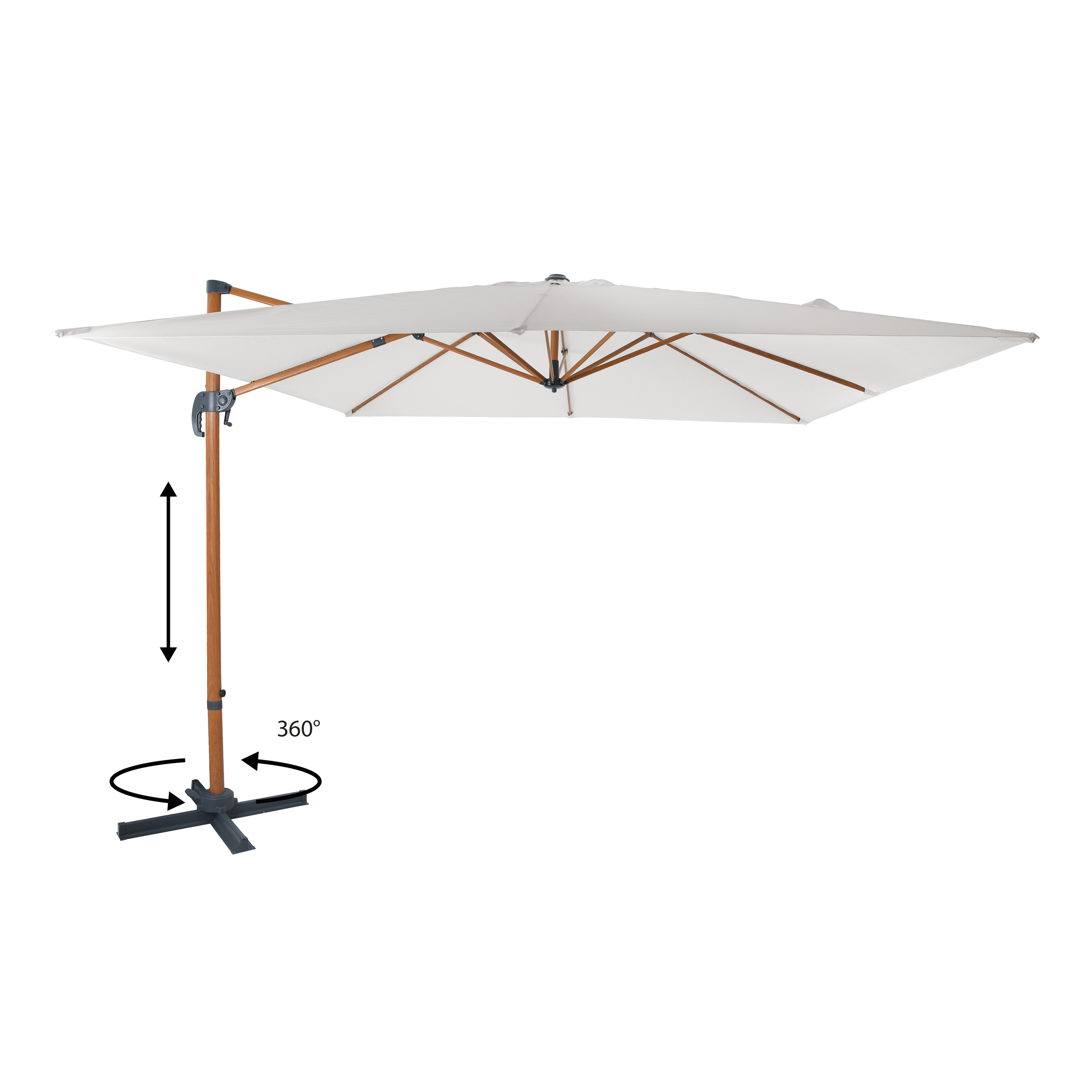 AXI Nima Cantilever Parasol 300x300 cm - Wood-look/Beige-8720365063305 AXI Nima Cantilever Parasol 300x300 cm - Wood-look/Beige