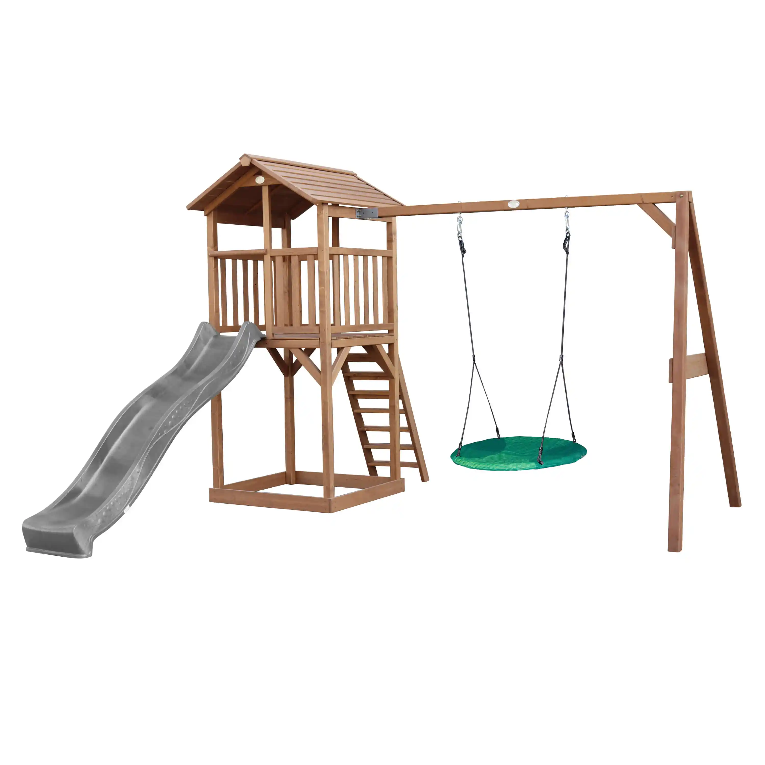 AXI Beach Tower Speeltoren met Summer Nestschommel Bruin - Grijze Glijbaan