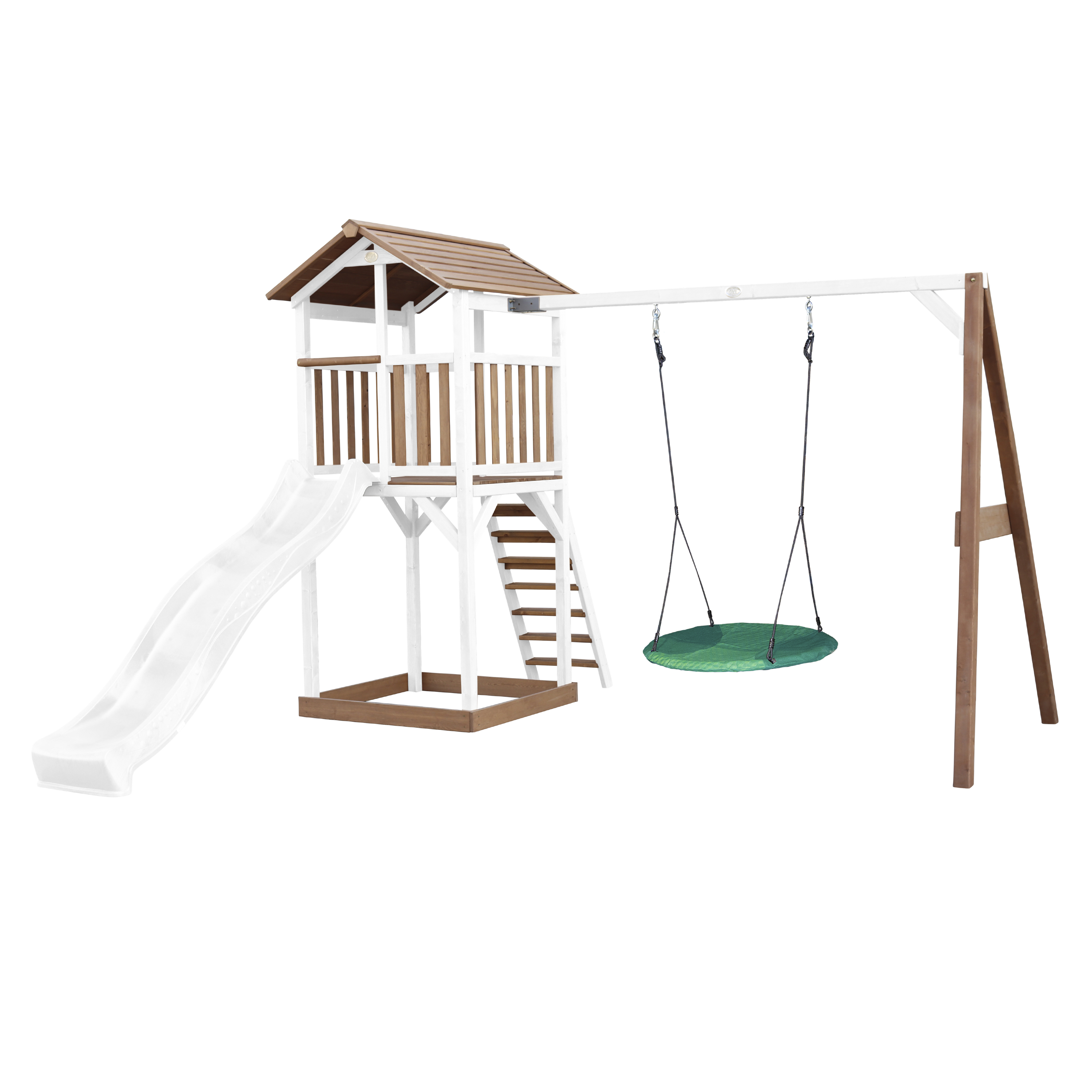 AXI Beach Tower with Summer Nest Swing Set Brown/White - White Slide-8717973939269 AXI Beach Tower with Summer Nest Swing Set Brown/White - White Slide