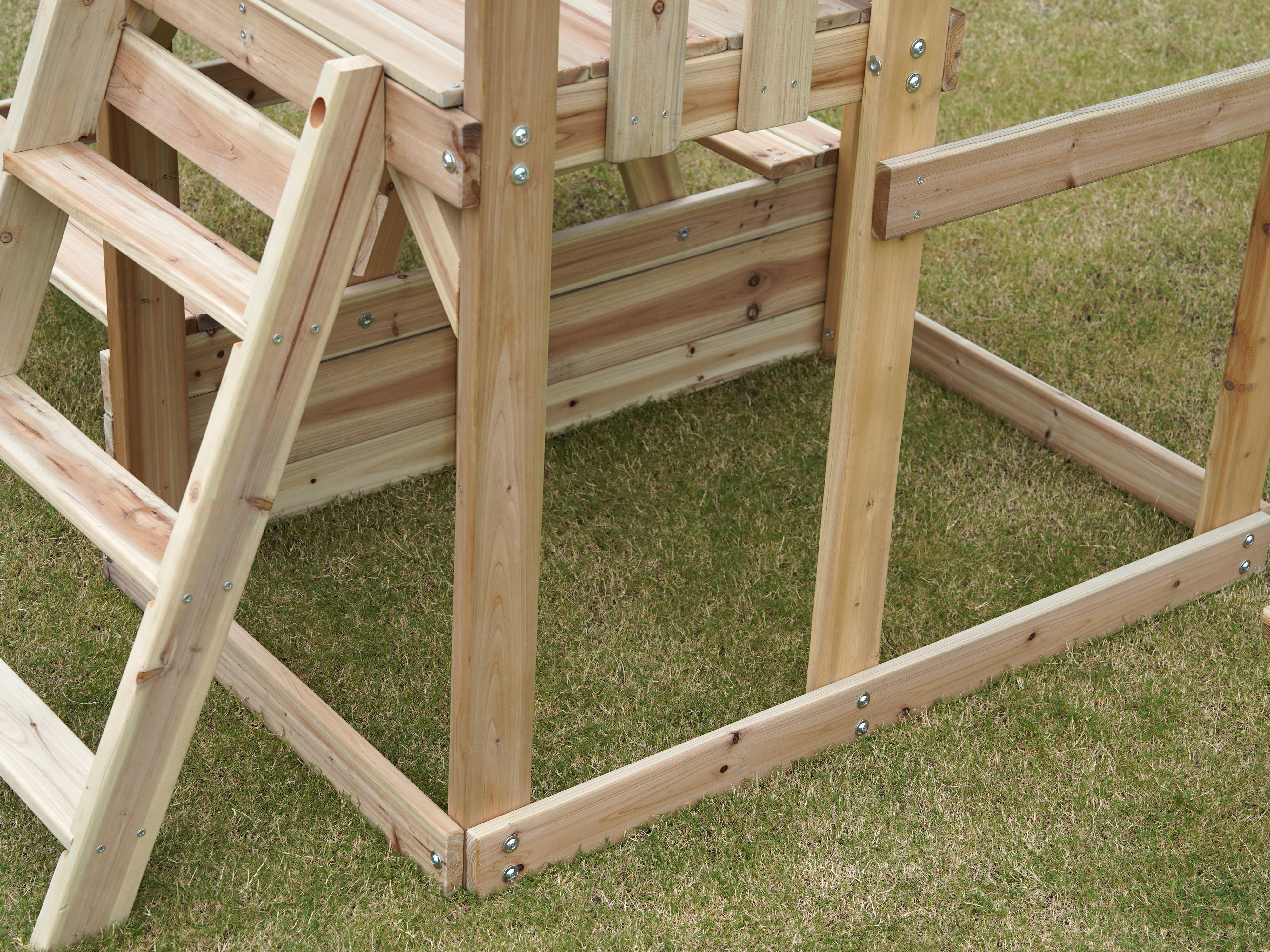 AXI Mette Climbing Frame with Double Swing Set and Picnic Table - Pastel Pink Slide