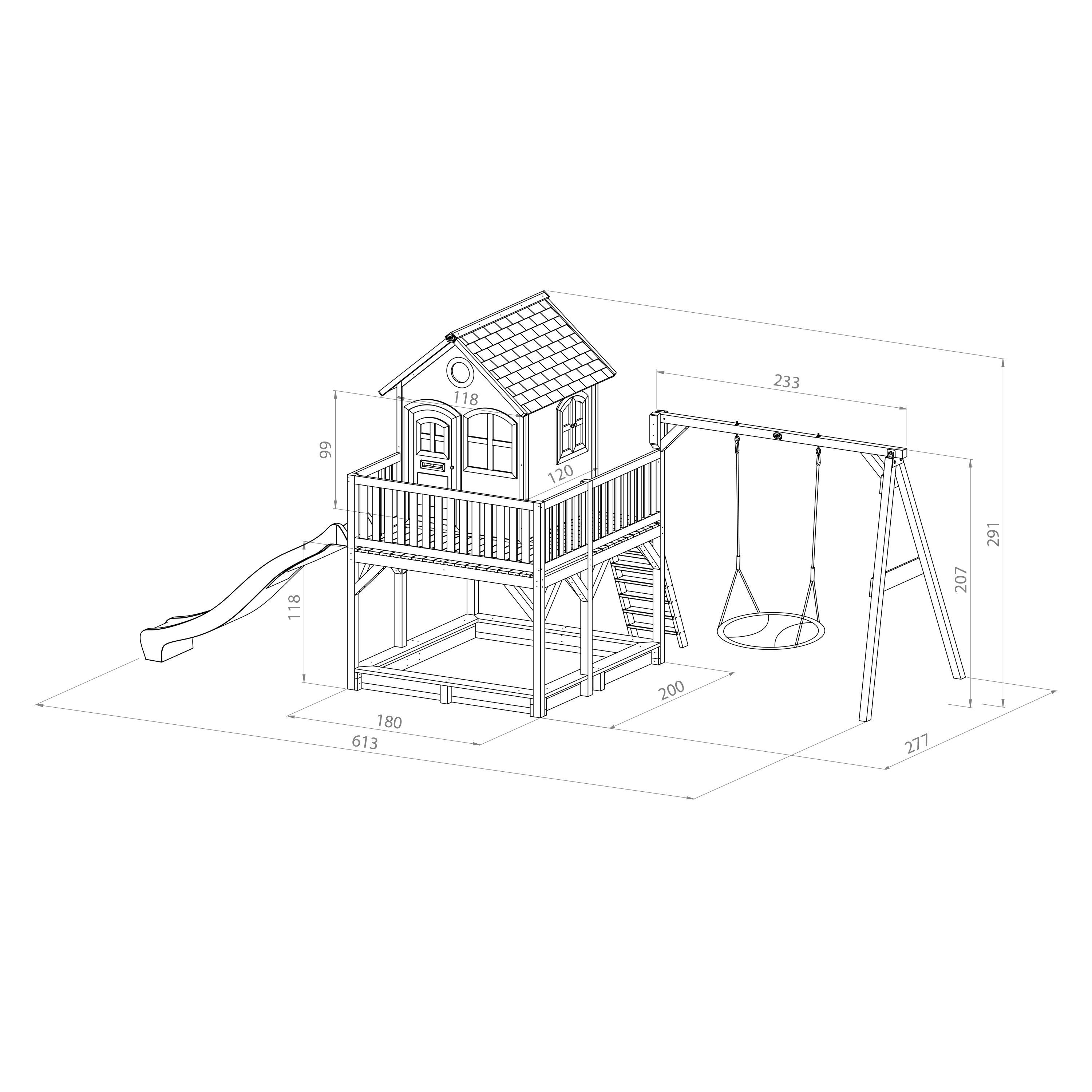 AXI Liam Playhouse with Summer Nest Swing Set Brown/White - Grey Slide-8717973937524 AXI Liam Playhouse with Summer Nest Swing Set Brown/White - Grey Slide