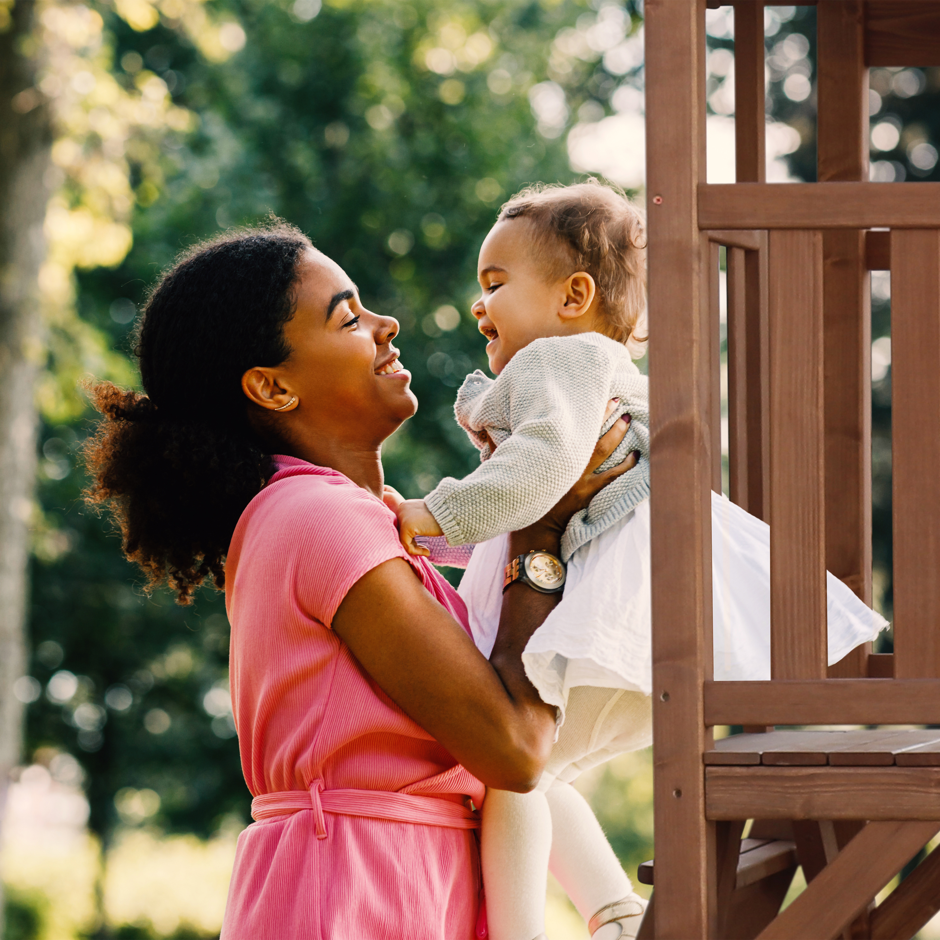 AXI Beach Tower with Summer Nest Swing Set Brown - Red Slide